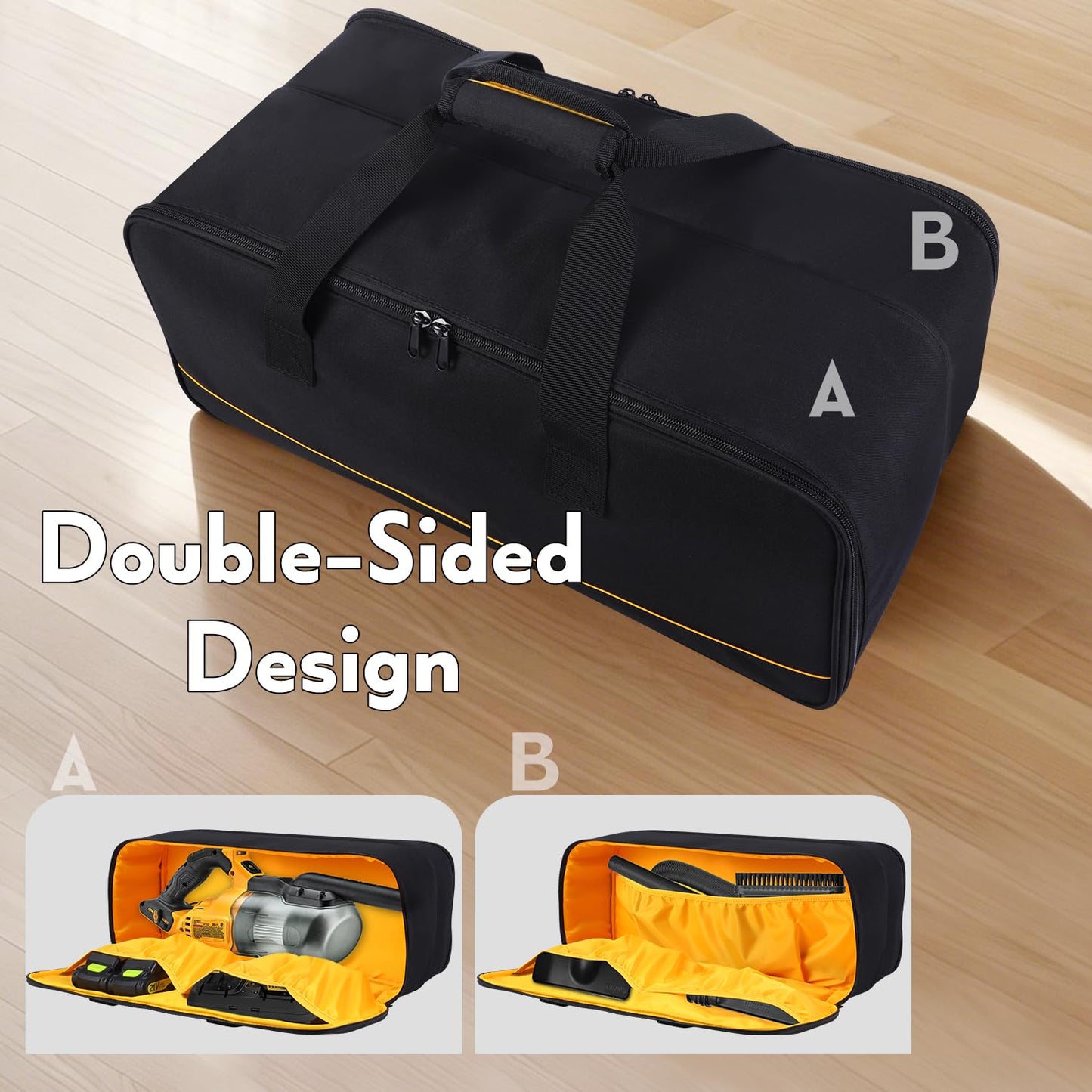 ZIORS Storage Bag Compatible with DEWALT 20V Handheld Vacuum Cordless DCV501HB,Carry Case for Car Handheld Vacuum,Large Capacity Travel Case for Accessories,Bag Only