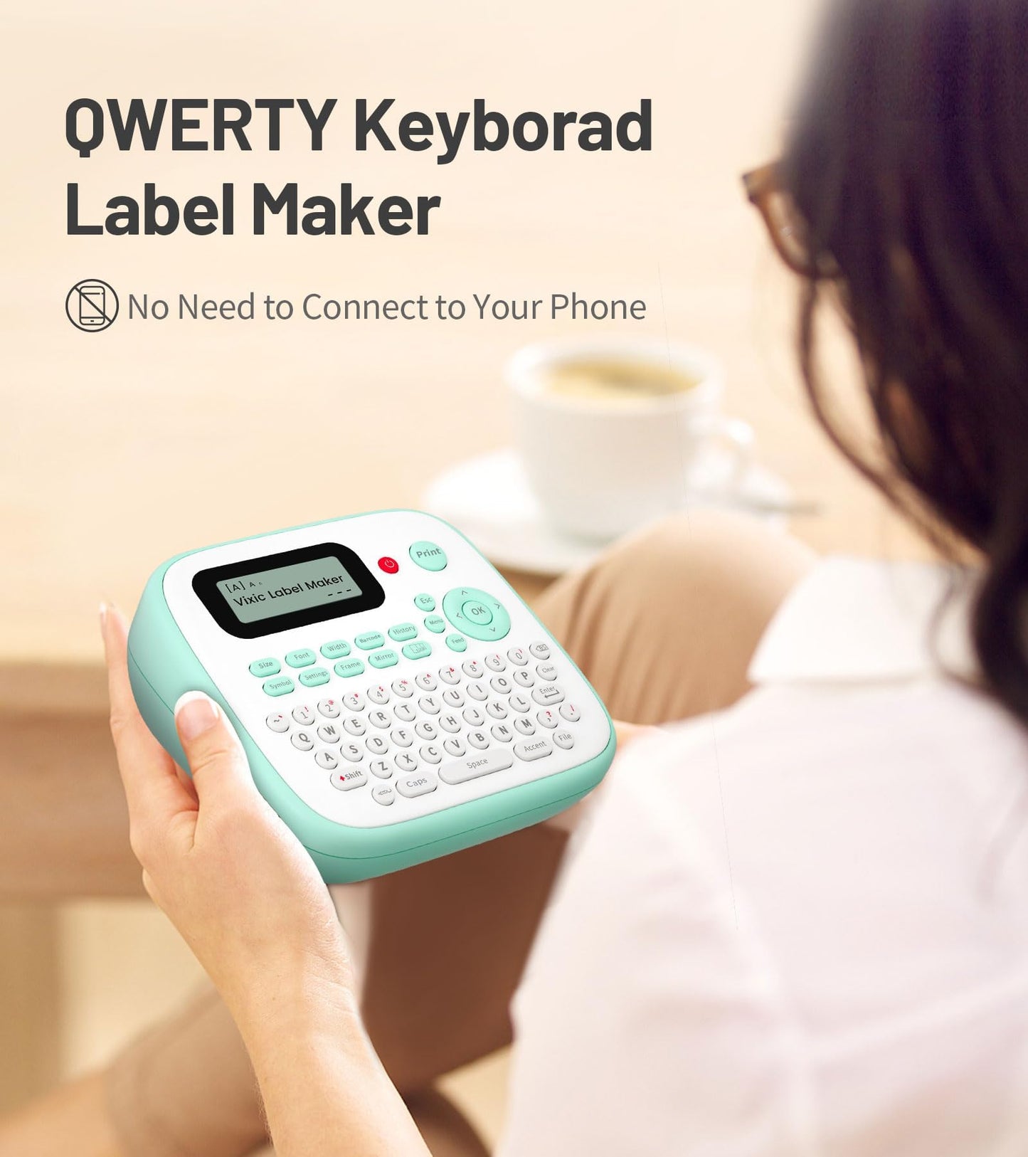 Vixic Label Makers, Label Maker Machine with Different Fonts, D210S Portable Labeler Machine with QWERTY Keyboard, Labelmaker with 12mm Laminated Waterproof-Labels for Home Office School Kids Items