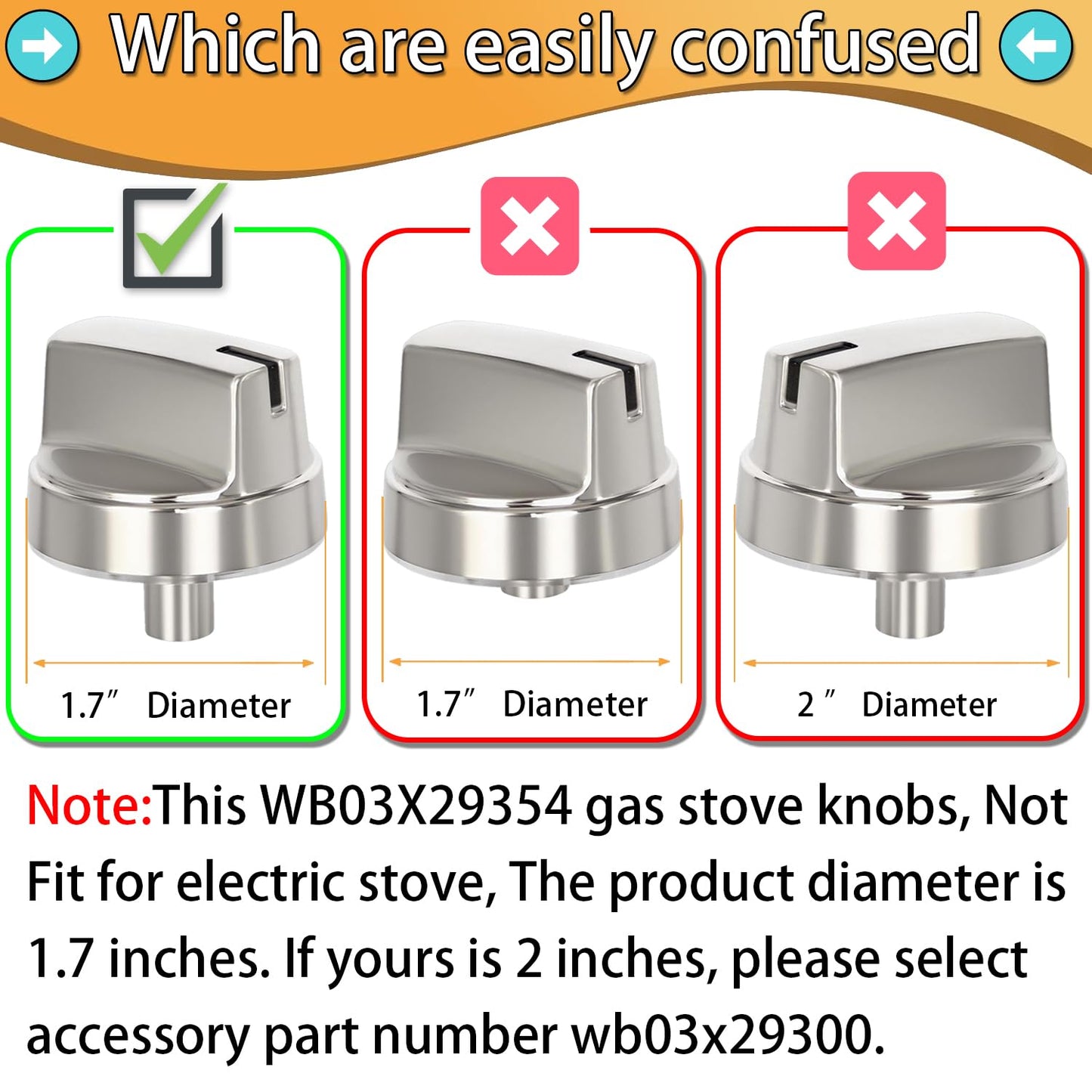 Upgraded WB03X29354 Gas Range Compatible with GE Profile Stove Knobs, Replacement for Part Number WB03X29354 AP6327766 4585908, Replaces PS12296156 EAP12296156, Fits Models PGP9030SL1SS PGP7030SL1SS