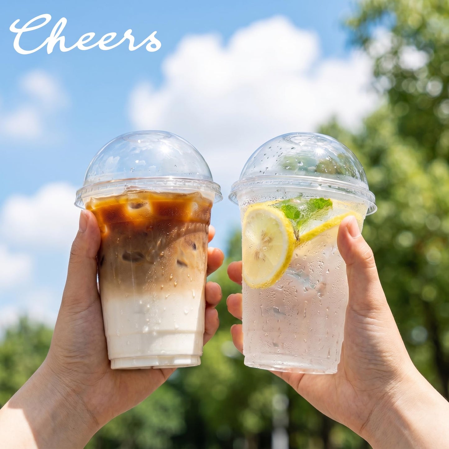 Lullaby 200Pack 16oz Clear Plastic Cups with Dome Lids, Disposable Smoothies Cups Suitable for Ice Cold Drinks Coffee Tea, Ideal for Parties, Holidays