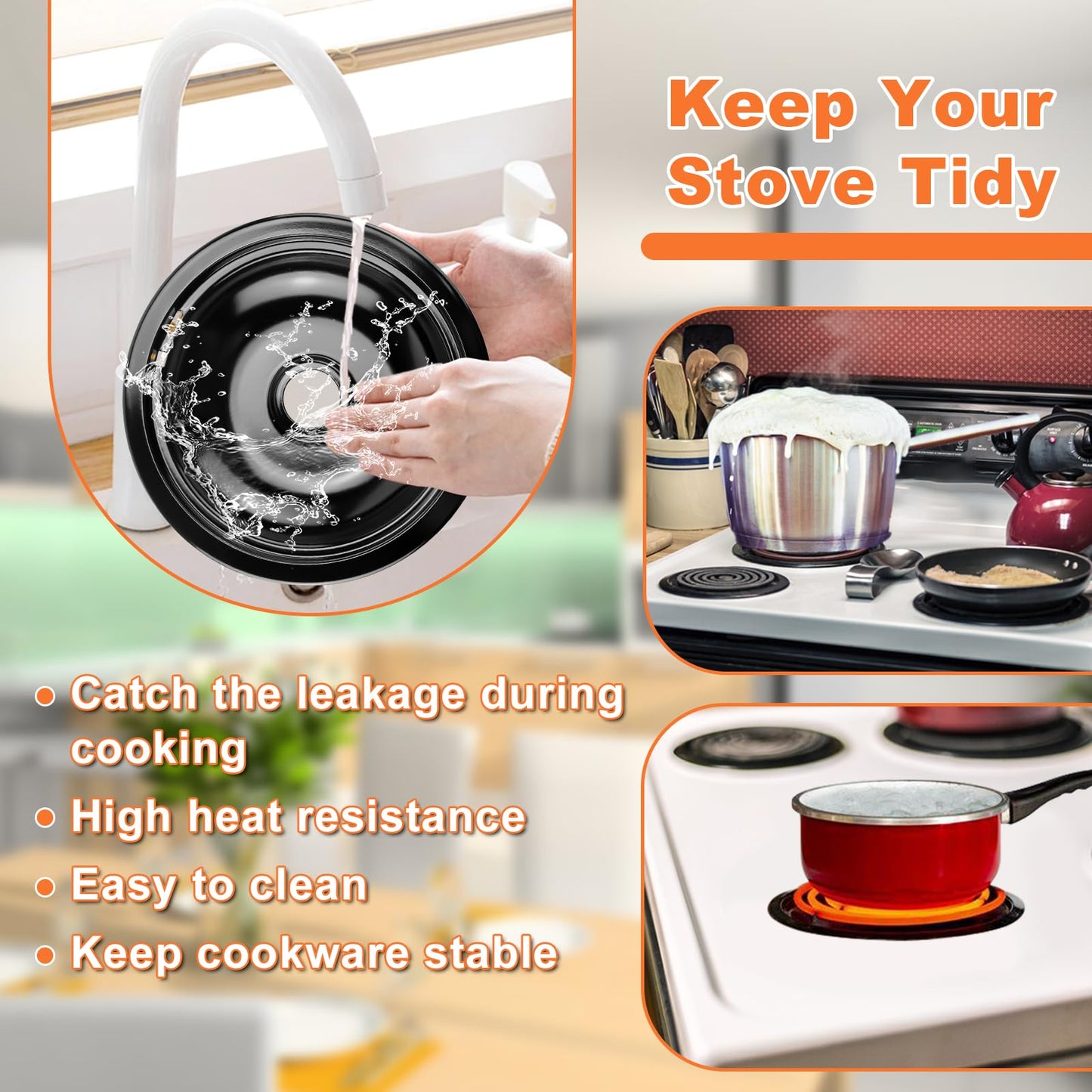 W10290350 W10290353 Porcelain Burner Drip Pan Bowls & MP22YA Electric Range Burner Element Unit Set by Cenipar-Compatible with Whirl-pool Frigi-daire Ama-na Range Oven/Stove