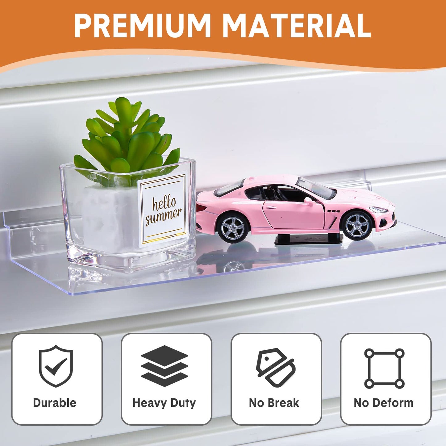 Maitys Hanging Slatwall Shelves Accessories Clear Slatwall Wire Shelf Shoe Shelves for Wall Retail Display Home Shoe Stores Boutiques Supplies, 4.5 x 10 Inches(45 Pcs)