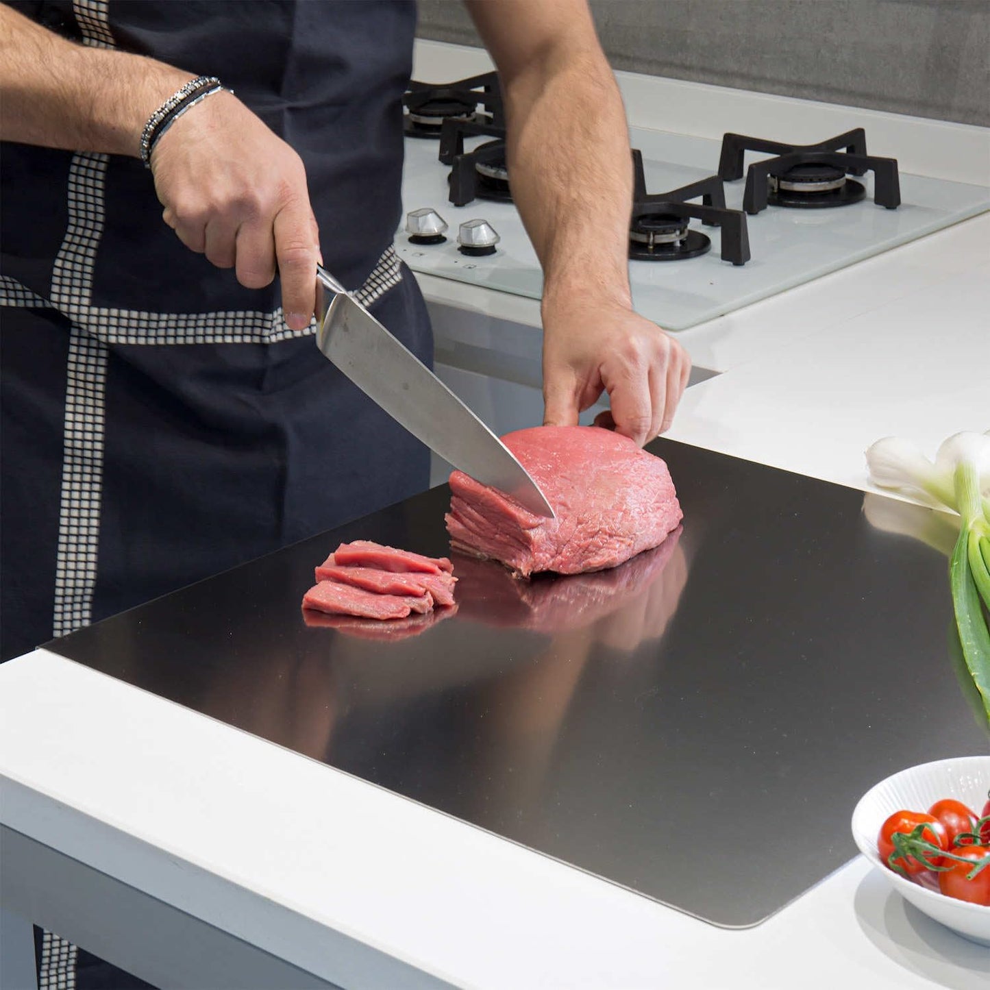 Stainless Steel Cutting Board for Kitchen, Extra Large Cutting Board Non Toxic, Metal Cutting Boards for Kitchen,Chopping Board for Meat, Veggies, Fruits and Kneading （70 x 50cm/27.6 x 19.7 inch）
