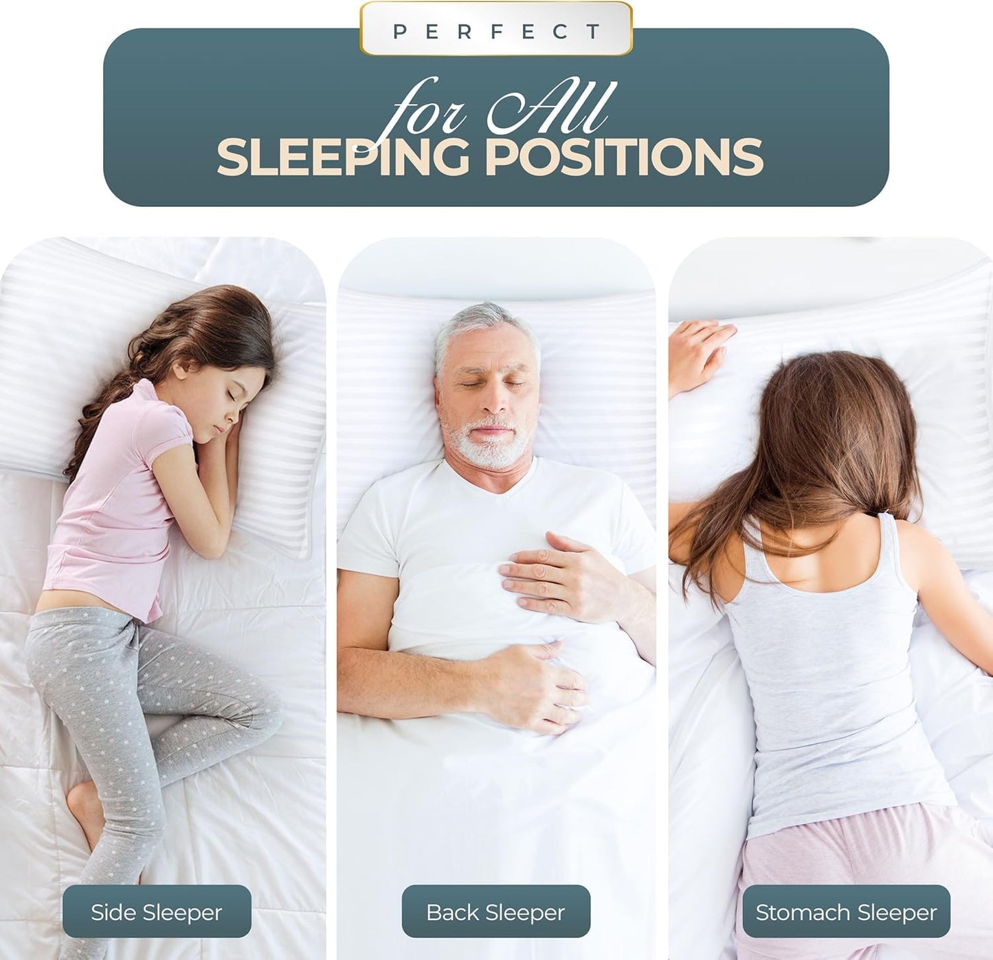 Utopia Bedding Bed Pillows Queen Size Set of 4 (White), Down Alternative Pillows for Sleeping, Cooling Hotel Quality Pillow Set for Back, Stomach or Side Sleepers