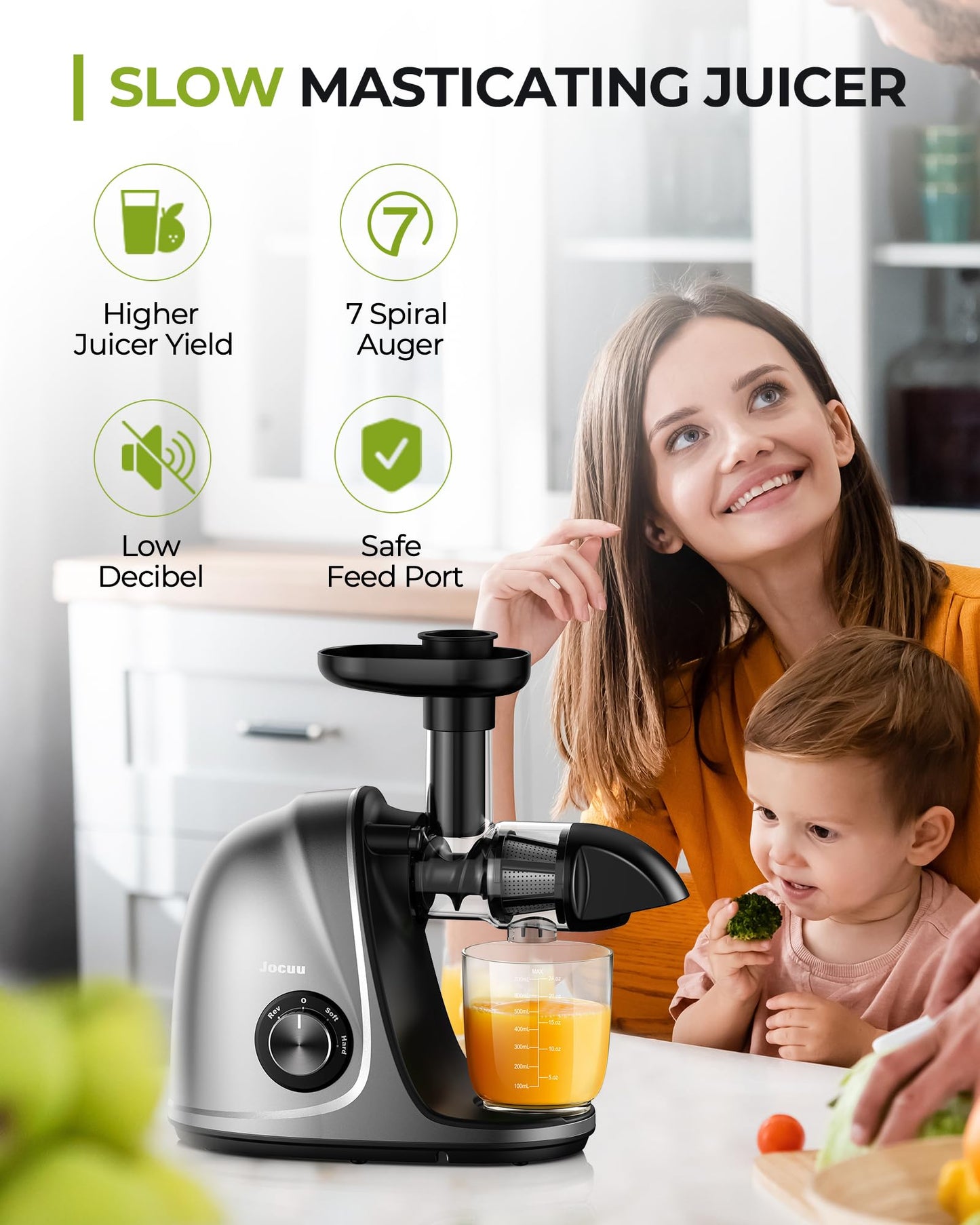JOCUU ZM1503 Juicer Attachment Kit - Upgrade Aged Juicer to New One with Body, Auger, Filter, Chute,Compatible with JOCUU AMZCHEF Slow Juicer