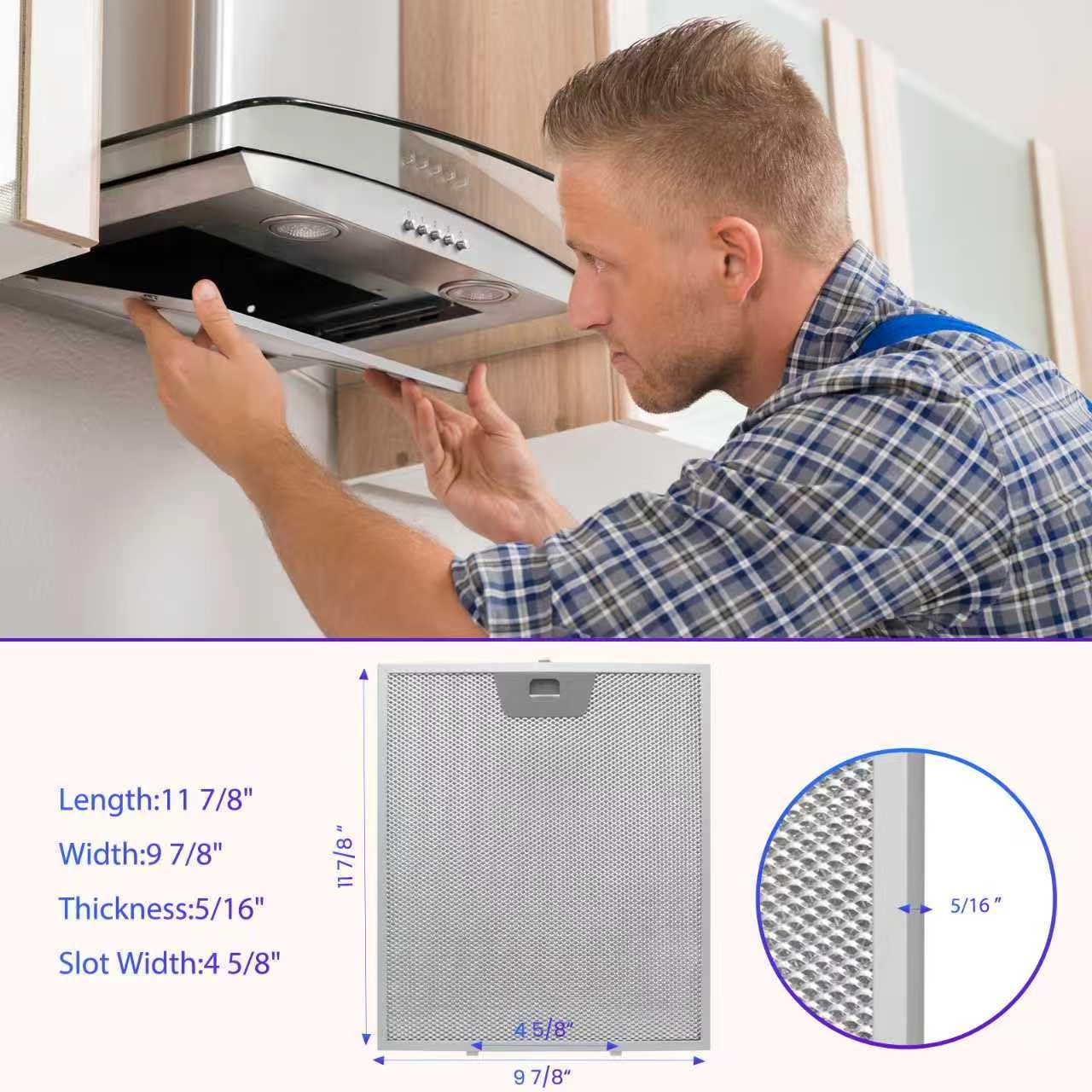 3 Pack-GE Range Hood Filter Replacement WB02X24871,(11-7/8"×10-1/5"×5/16" Metal Grease Filters), Compatible with GE JVW5361EJ1ES JVW5361EJ2ES JVW5361SJSS JVW5361BJ1TS