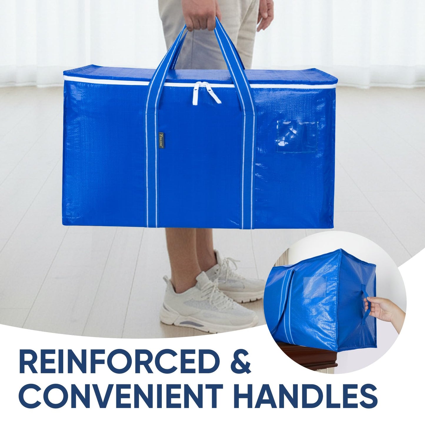 BALEINE 6-Pack Oversized Moving Bags with Reinforced Handles, Heavy-Duty Storage Tote for Clothes, Moving Supplies (Royal Blue, 6-Pack)