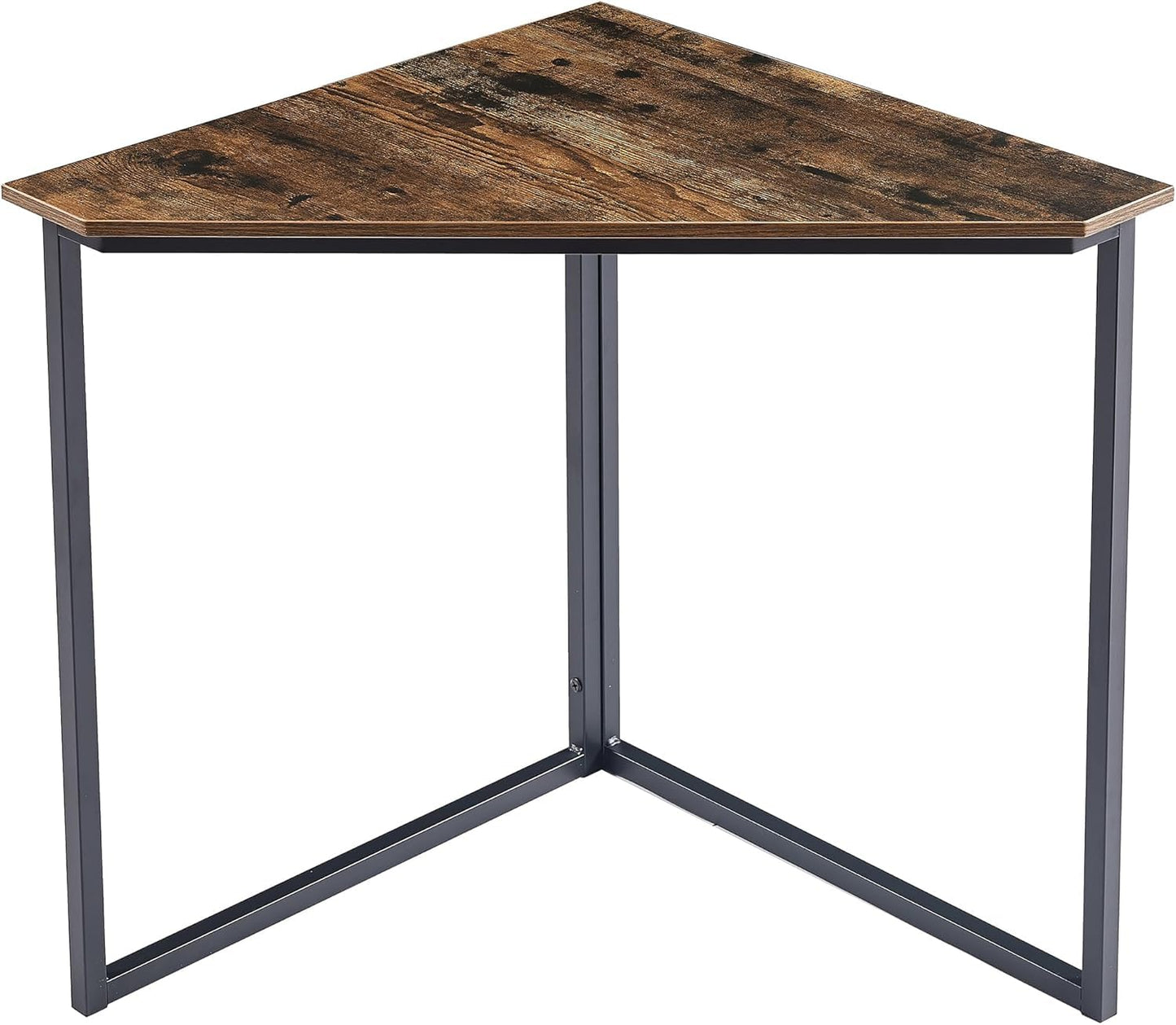 VECELO Ϲоrnеr Desk, Corner Tables for Living Room for Small Space Triangle Computer Desk with Steel Frame Ϲоrnеr Shelves with Metal Frame Ϲоrnеr Writing Desk for Workstation Retro Brown 33.1"