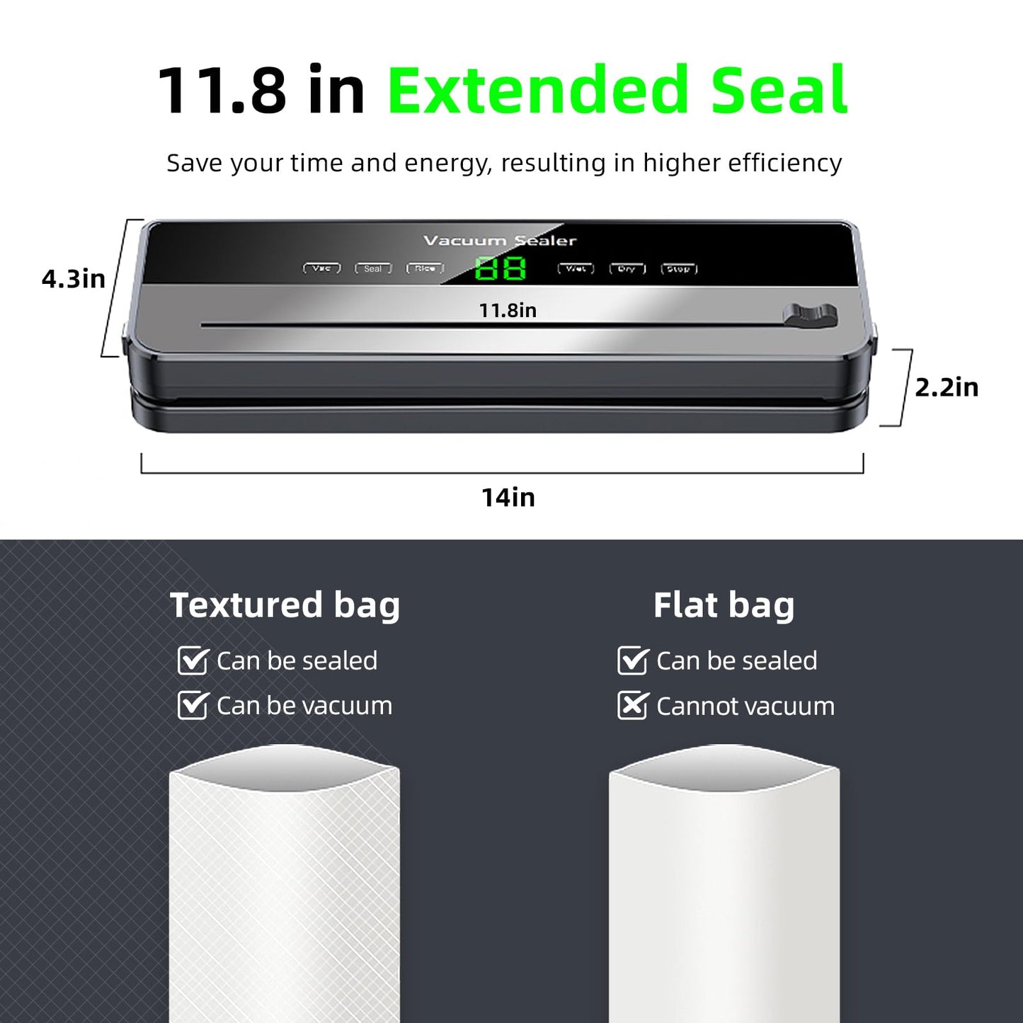M MUGOOLER Food Vacuum Sealer Machine with Cutter Automatic and Manual Dry Moist Food Modes