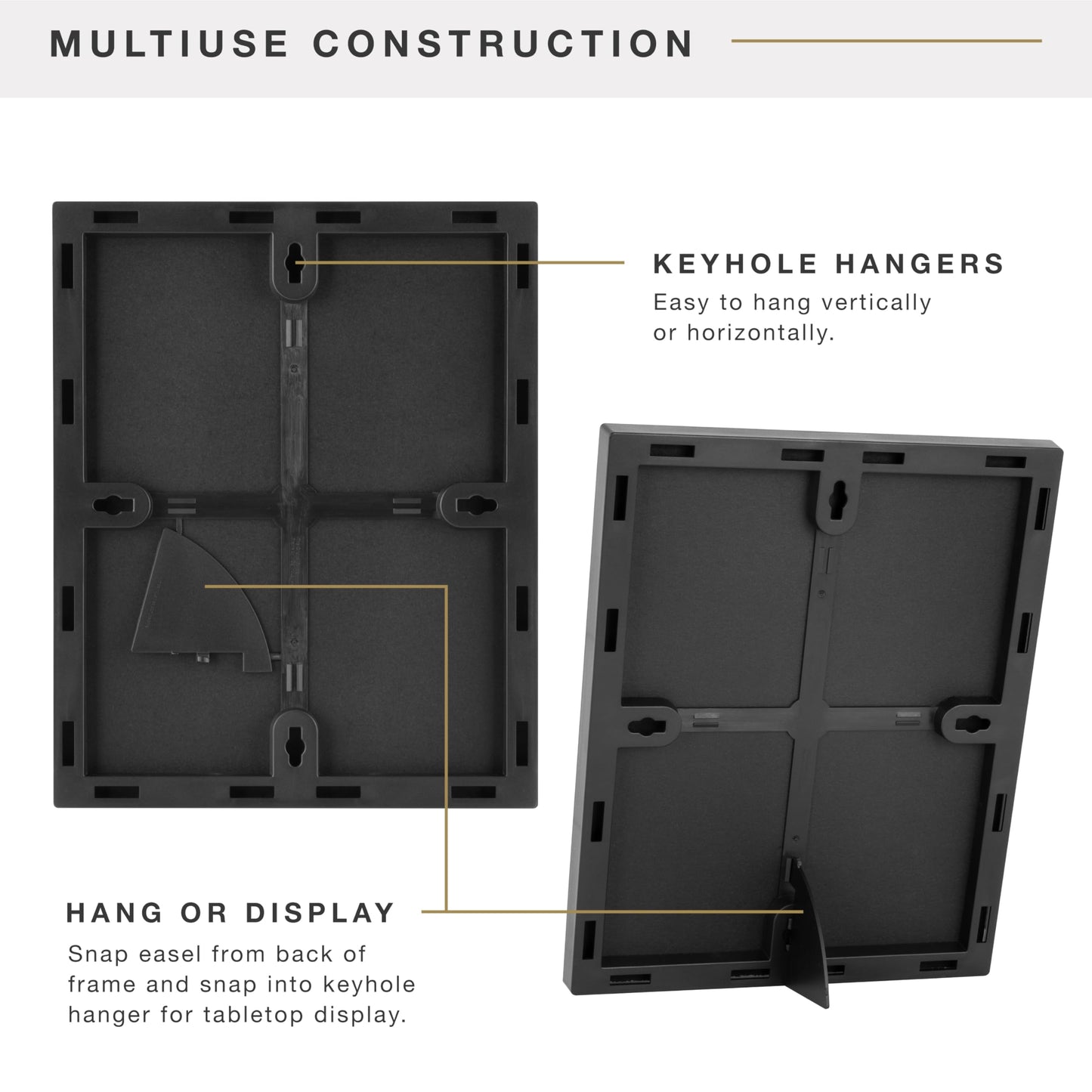 MCS Format 8x10 Picture Frame Black, Vertical & Horizontal Wall Hanging Picture Frame for Photos & Art Prints (6-Pack)