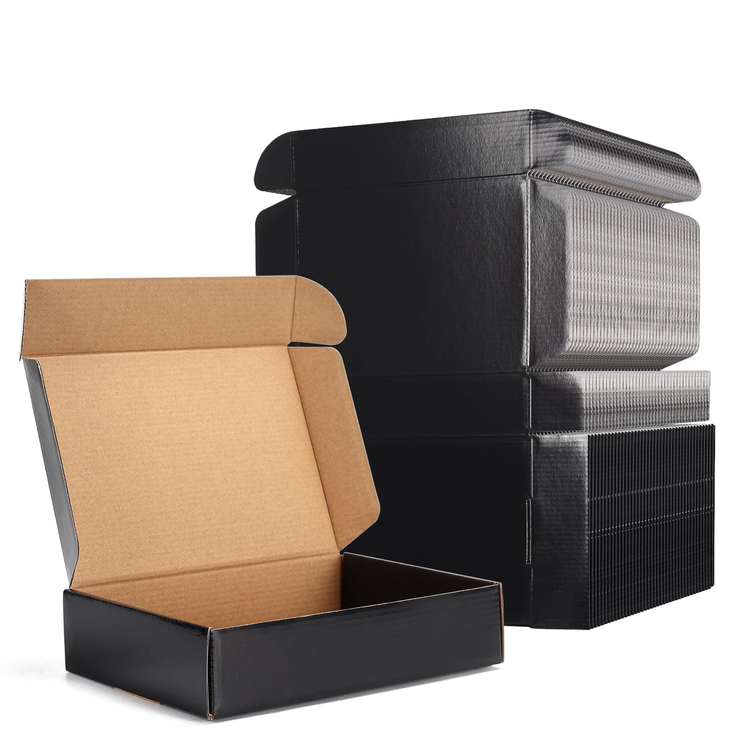 EXYGLO 40 Pack 9x6x2 Shipping Boxes, Black Corrugated Cardboard Boxes for Packaging Small Business, Moving, Shipping, Mailing, and Storing
