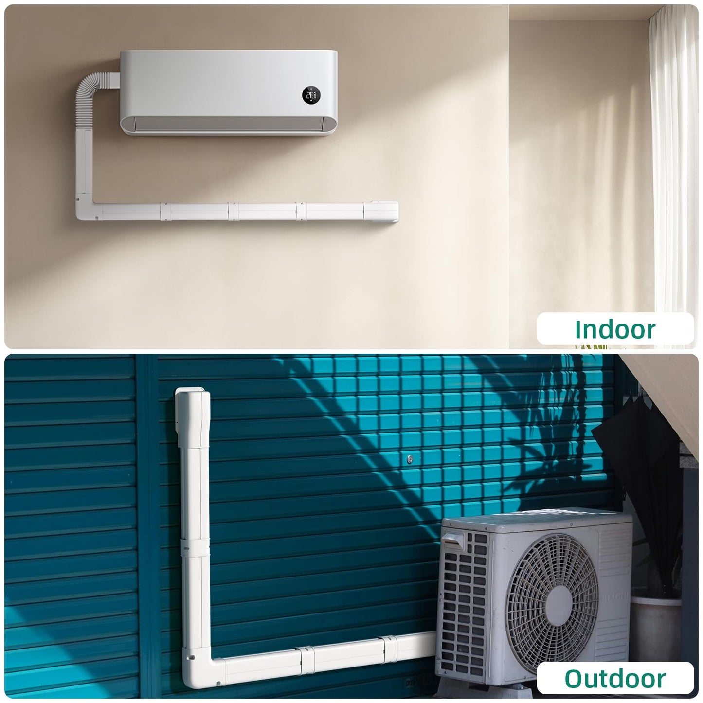 Mini Split Line Set Cover: 4″ W 10 Ft Decorative PVC LineSet Cover for Mini Split Air Conditioner, HVAC, Central AC & Heat Pump Systems, Perfect for Outside Use