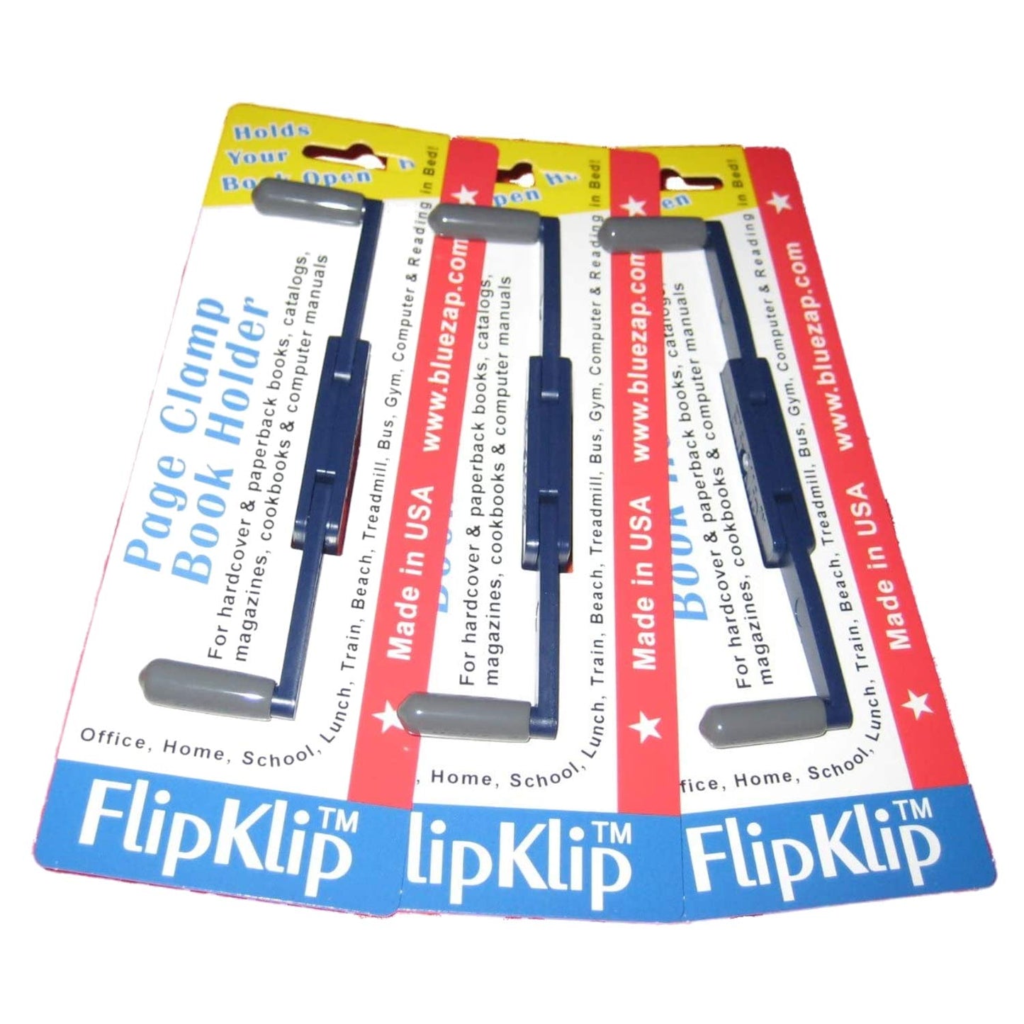 FlipKlip Portable Book Page Holder for Hands Free Reading in Bed, on The Go, on The Treadmill & Exercise Bike - Works on Hardcovers, Paperbacks, Magazines, and Comic, Art, Piano and Recipe Books