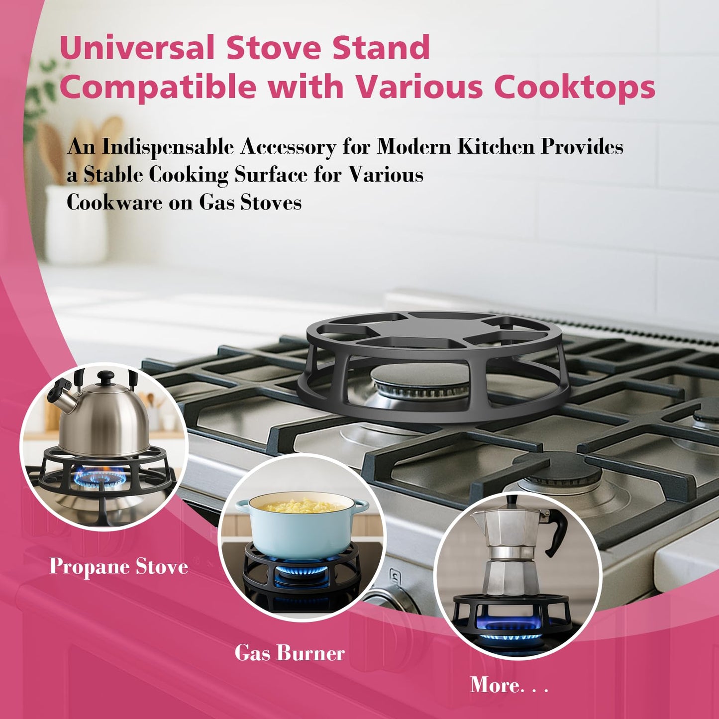 Heavy-Duty Cast Iron Heat Diffuser for Gas Stove, Flame Tamer Simmer Plate with Matte Non-Slip Surface for Even Heat & Temperature Control