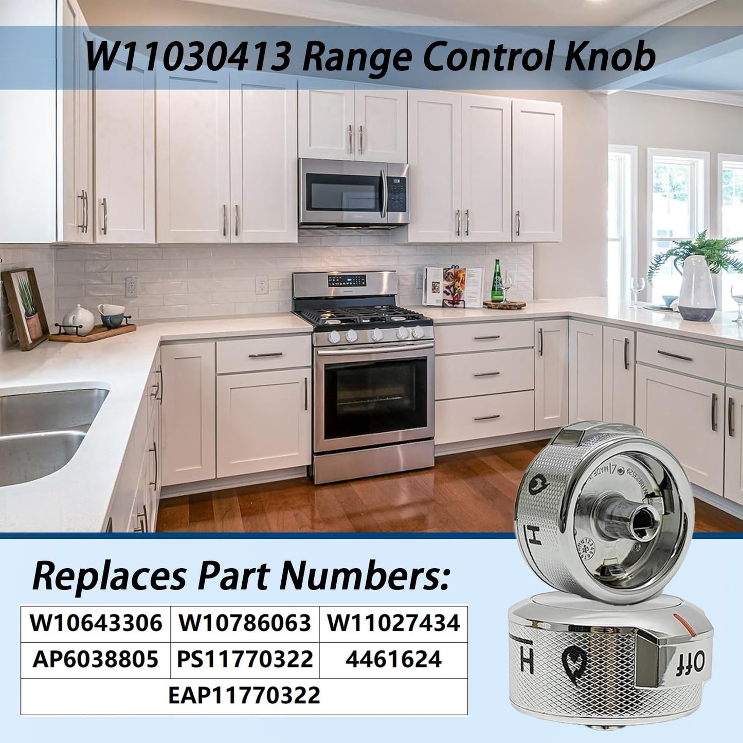 Feyuoeka Upgraded W11030413 Stove Control Knobs (5-piece Set) - Kitchen Auxiliary Stove Compatible Knob Switch - Replacement W10643306、W10786063、W11027434、4461624、AP6038805、PS11770322、EAP11770322