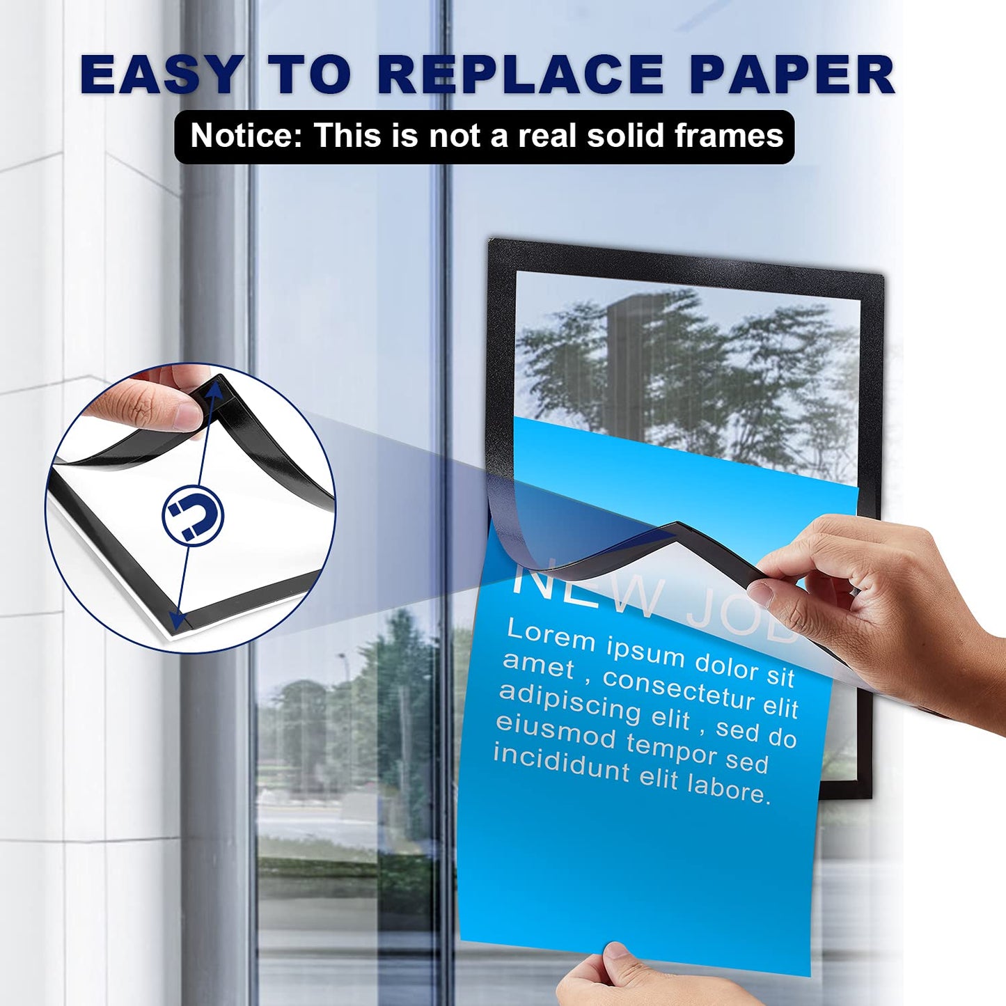 30 Pcs Magnetic Signs Holder, for 4" x 6" Letter, Sturdy PVC Magnet Document Holder, Magnet Picture Poster Frame, Can Self-Adhesive Wall/Door/Window or Magnetic for Refrigerator