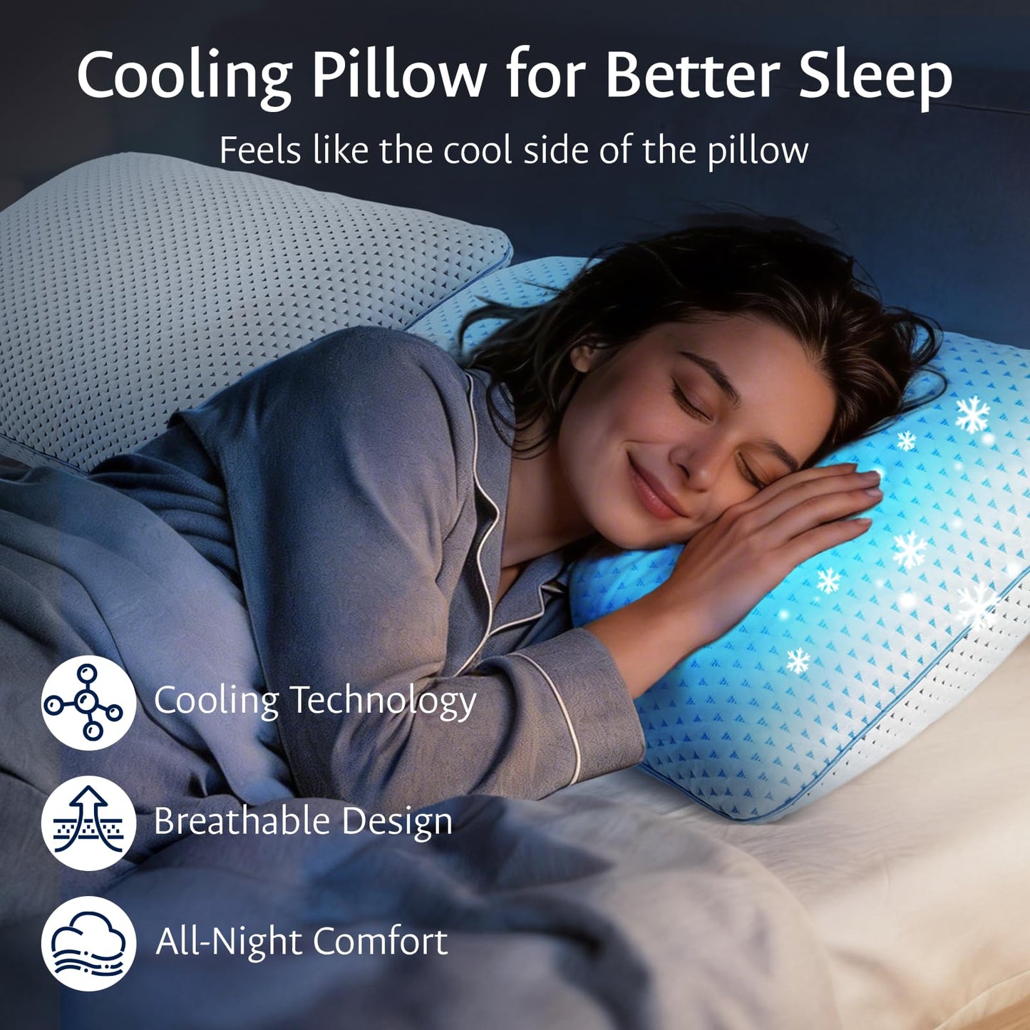 Cooling Gel Memory Foam Pillows Queen Size Set of 2 for Sleeping, Bamboo Rayon Adjustable Firm Shredded Foam Cool Bed Pillows 2 Pack for Side, Back, Stomach, Hot Sleepers Soft Yet Support, CertiPUR-US