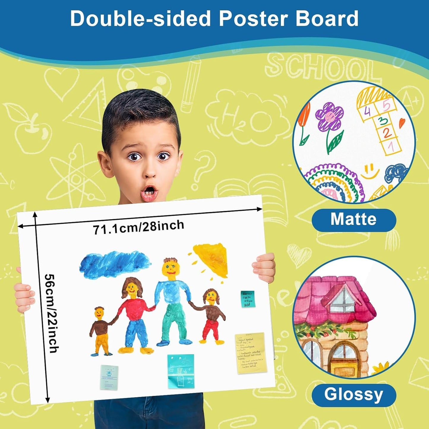 35 Pcs 22" x 28" Poster Board Paper White Bulk, ROOKEA 250 GSM Vision Poster Boards for School Arts Craft Projects Presentations Drawing Scrapbooking Blank Graphic Display