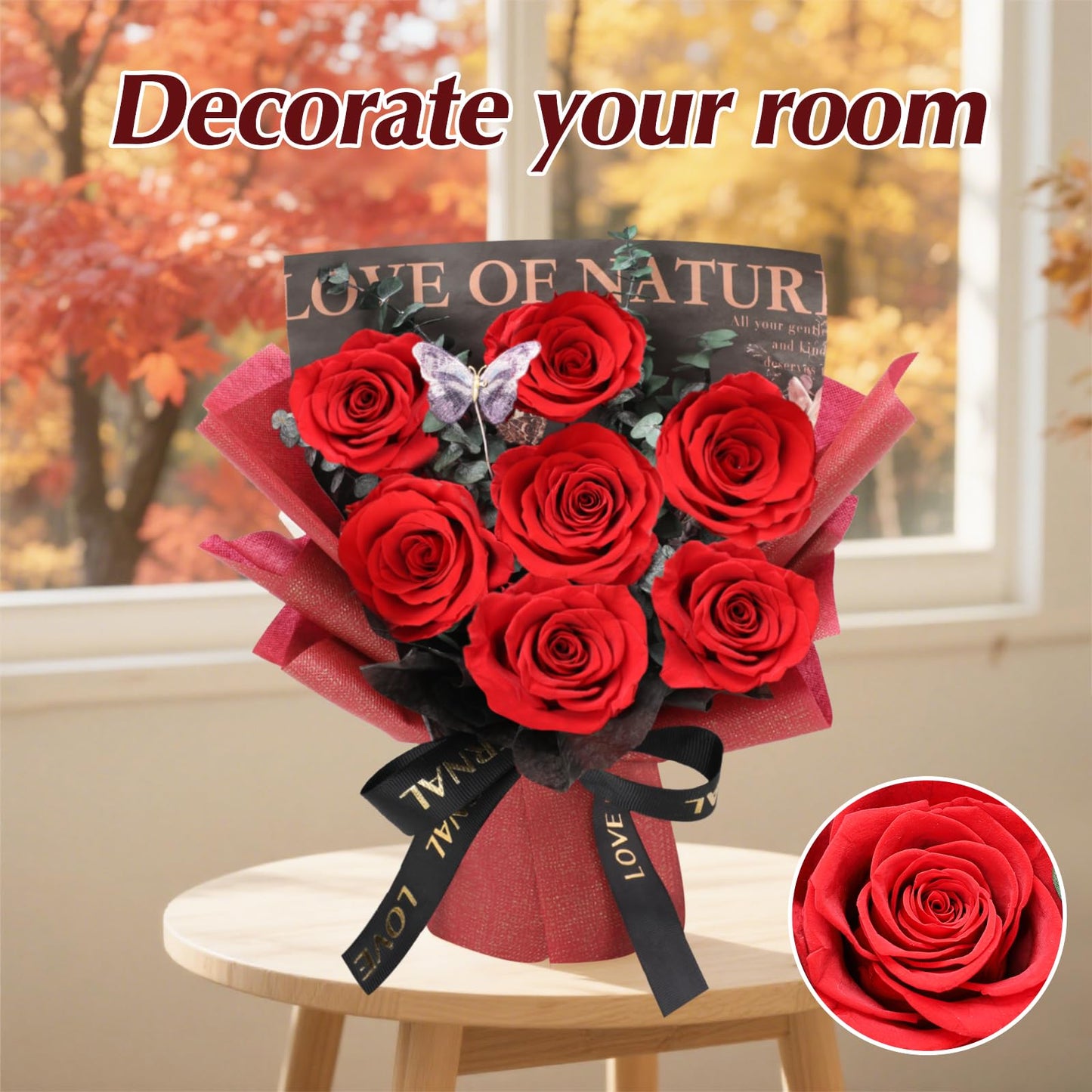 Casaido Preserved Flowers for Delivery, 7 Red Roses Bouquet, Mothers Day Rose Gifts for Women, Valentines Rose Gifts for Mom Wife Girlfriend, Forever Real Flowers for Christmas Birthday Anniversary
