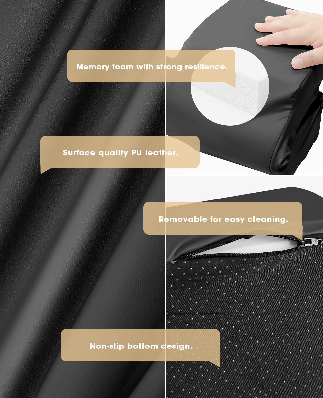 Onism Lash Pillow for Eyelash Extensions, 23'' Extra Wide Waterproof PU Leather Memory Foam Neck Support, Ergonomic Salon Grafting Headrest with Side Organizers, Black