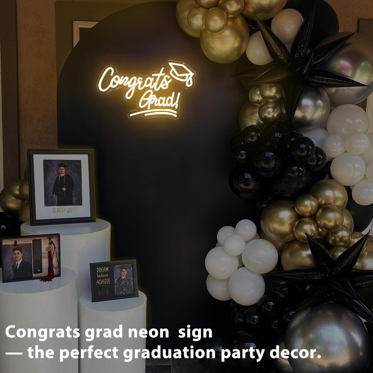 Congrats Grad Neon Sign, LED Neon Light for Graduation Party Decoration, Congrats Grad Sign, Congrats Led Sign for Class of 2026 Graduation Decorations Room Dorm Backdrop Celebration Gifts 17"×10.1"