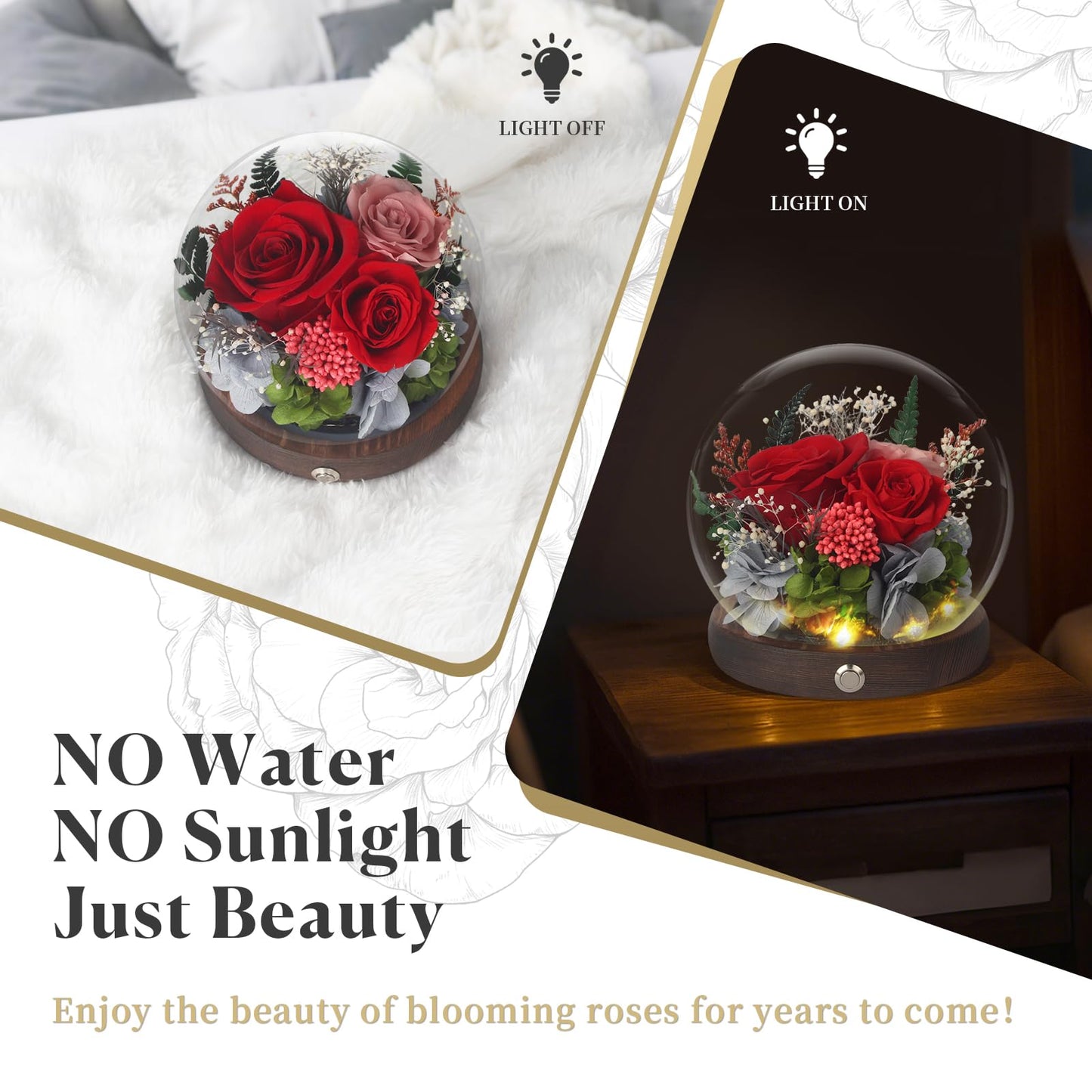 SUOSIHUALI Forever Rose Birthday Gifts for Women, Eternal Flowers for Delivery Prime, Preserved Red Rose Flowers in Glass Dome for Mom Grandma Wife Girlfriend,Home Decor