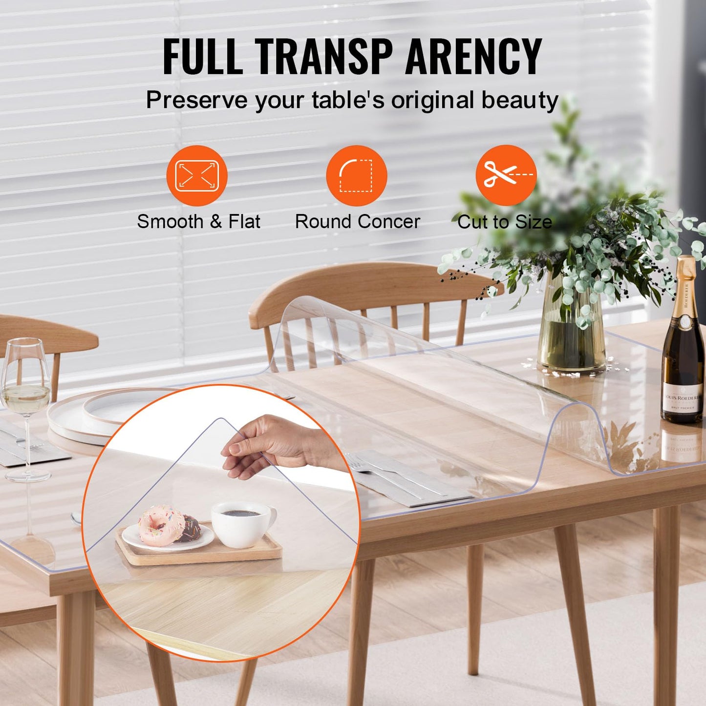 VEVOR Plastic Table Cover, 42 x 72 Inch 2.0 mm Thick Clear Rectangle PVC Desk Mat Protector, Waterproof & Easy Cleaning Desk Pad Tablecloth, for Office, Dresser, Dining Room, Night Stand