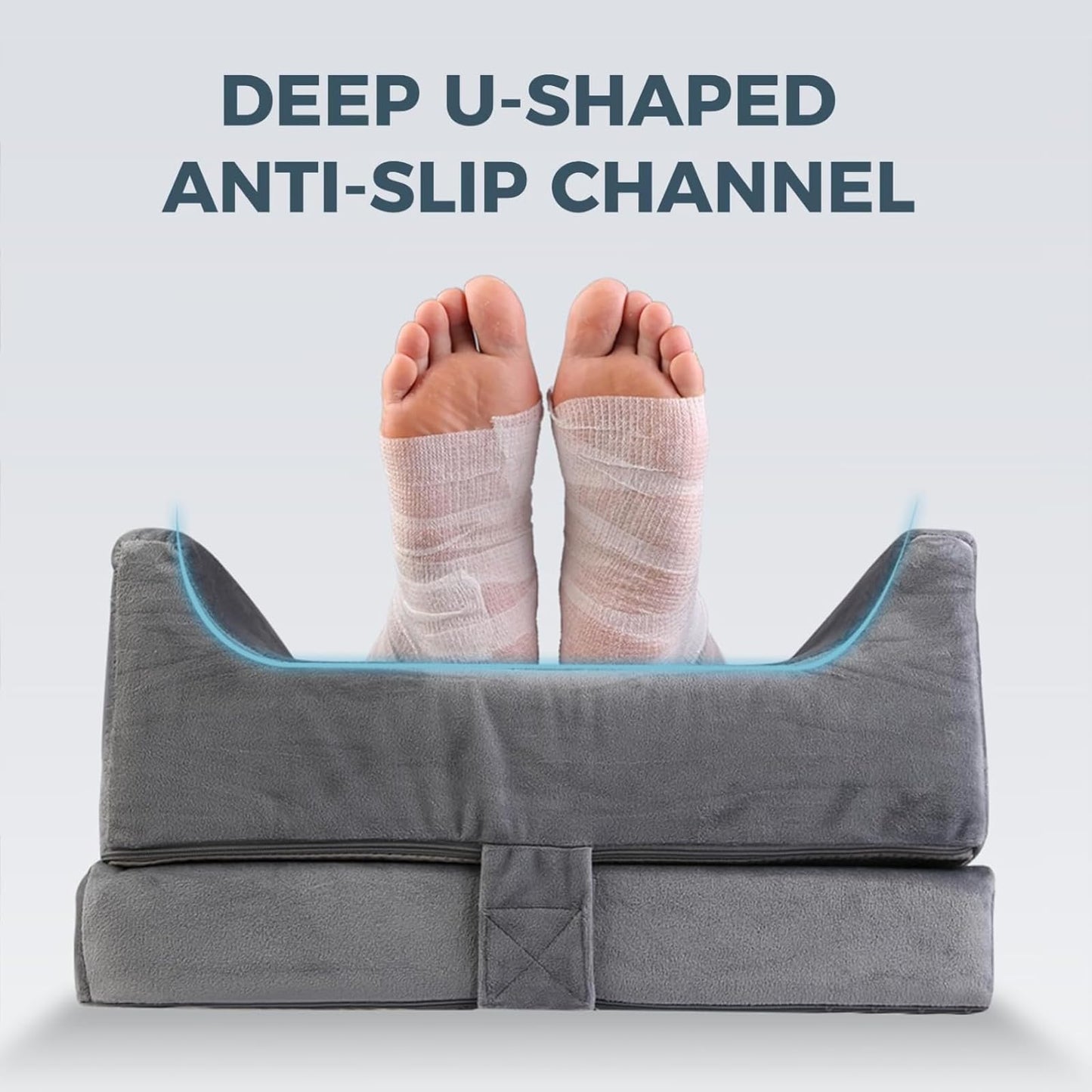CIVJET 3-Height Adjustable Wide Leg Elevation Pillows for After Surgery or Sleeping, Memory Foam Support for Both Legs, Knee & Ankle Wedge for Swelling & Circulation, Removable Washable Velvet Cover