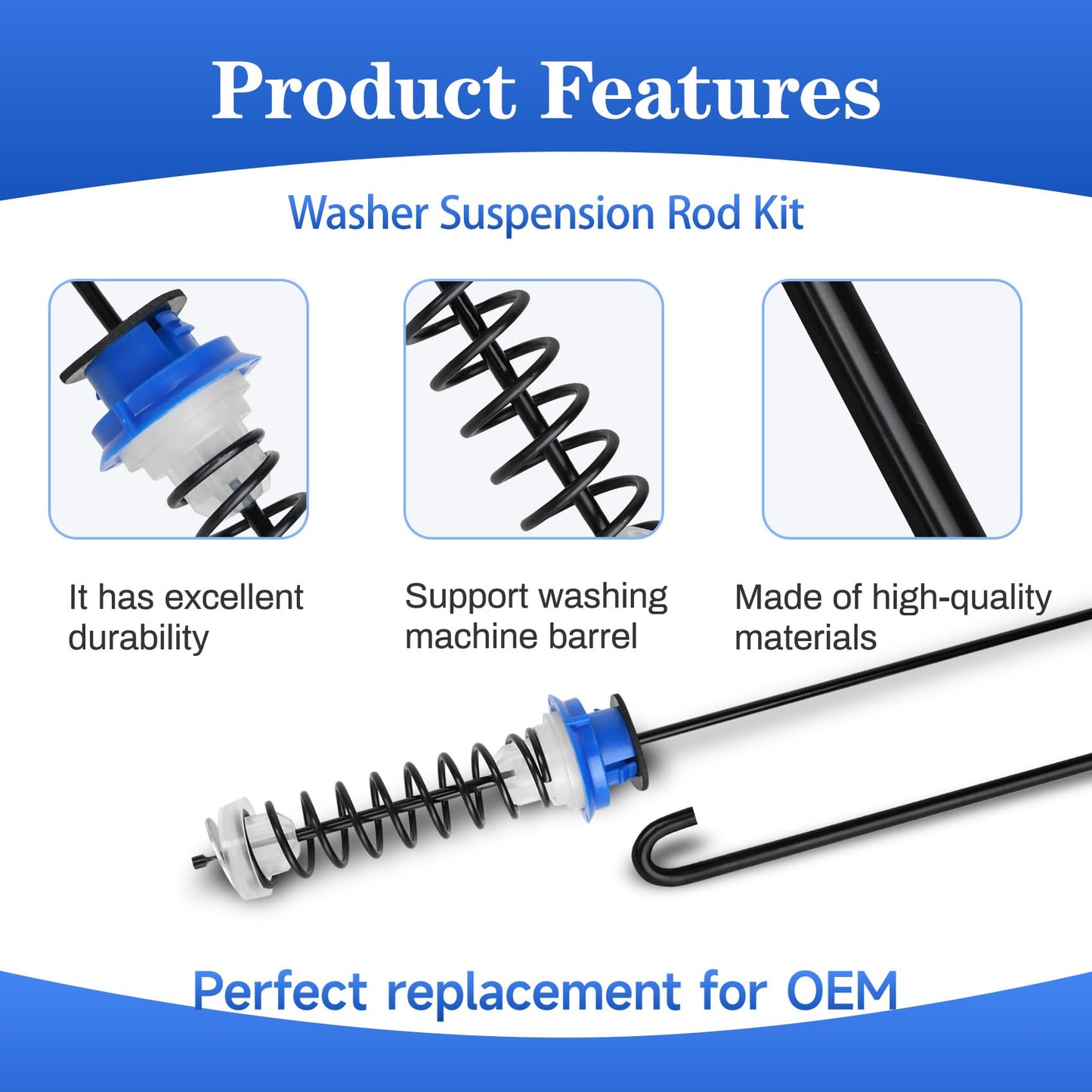 Upgraded WTW6600SW2 WTW6700TW1 WTW6400SW3 MVWB800VQ0 Washer Suspension Rods, Fit for Maytag Whirlpool Kenmore Washer MTW6300TQ1 WTW6200VW0 MVWB700VQ0 MTW6700TQ1 WTW6600SB3 WTW6200VW0 WTW6300SB1