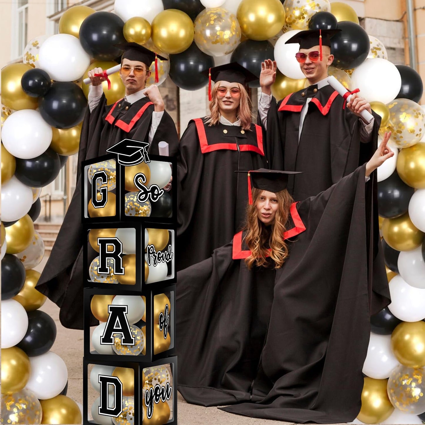 Graduation Decorations 2026, Graduation Party Decorations Graduation Balloons Arch Kit Boxes With 134Pcs Balloons, Letters 2026 Grad for Middle School High School College ect.