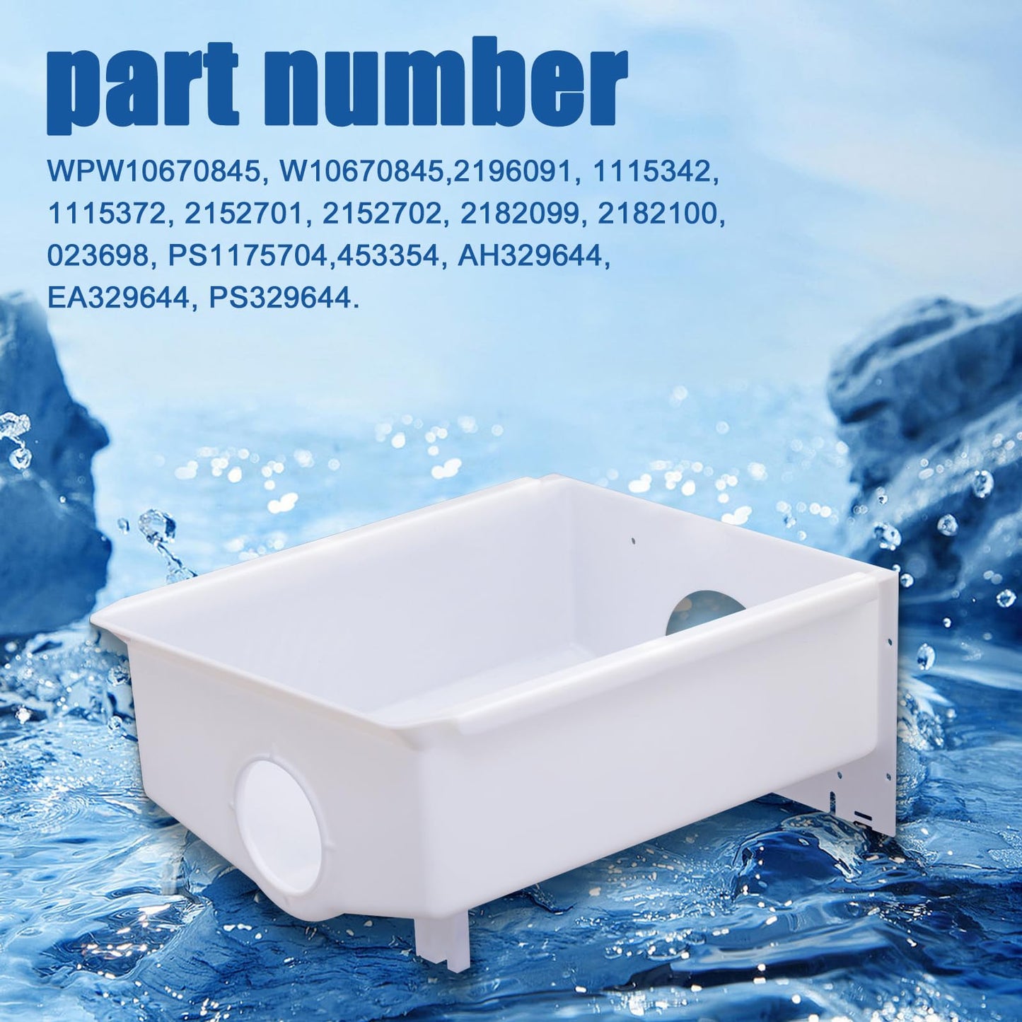 W10670845 AP6023698 Ice Maker Replacement Parts Refrigerator Ice Bucket Compatible with Whirlpool, Kenmore, kitchenaid, Amana Refrigerator Ice Bucket Fits 2196091, 1115342, 1115372, 2152701, etc.
