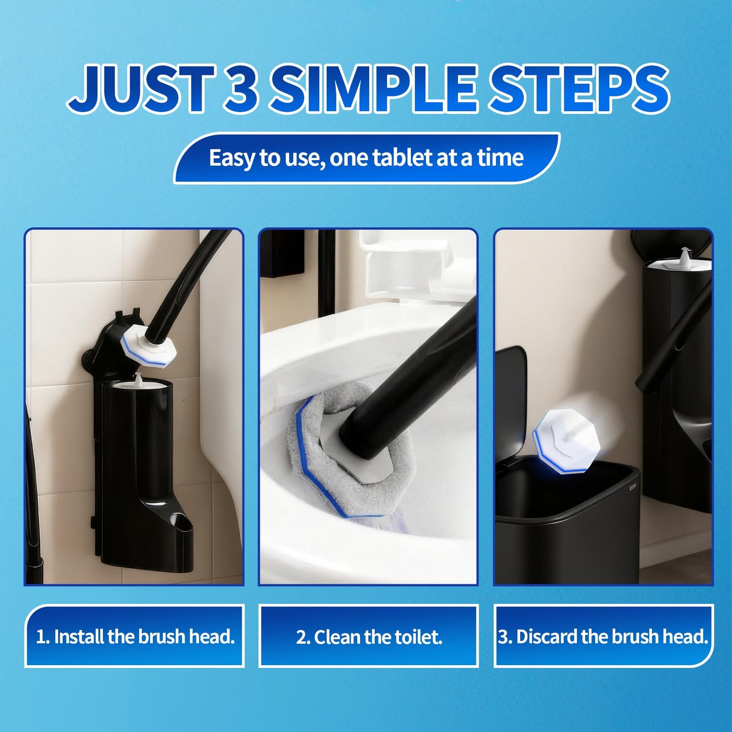 Disposable Toilet Bowl Brush with 36 Toilet Wand Refills Pads Replacement Heads, Toilet Cleaning Stick,Toilet Bowl Cleaner Wands Holder and Set, Toilet Cleaning System Starter Kit