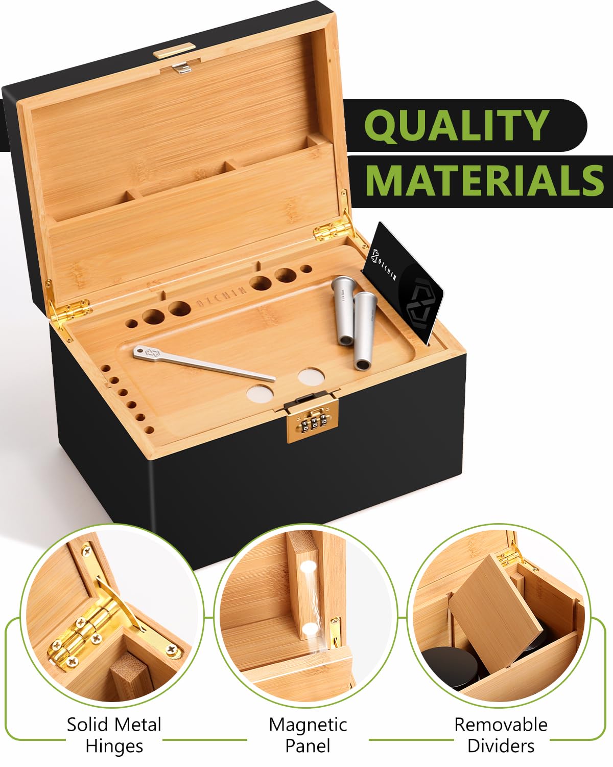 OZCHIN Large Bamboo Box with Foldable Tray, Combination Lock 2026 Decorative box for Home Great Gift Choice Storage Lockbox with Storage Jar, Gifts for Men Women