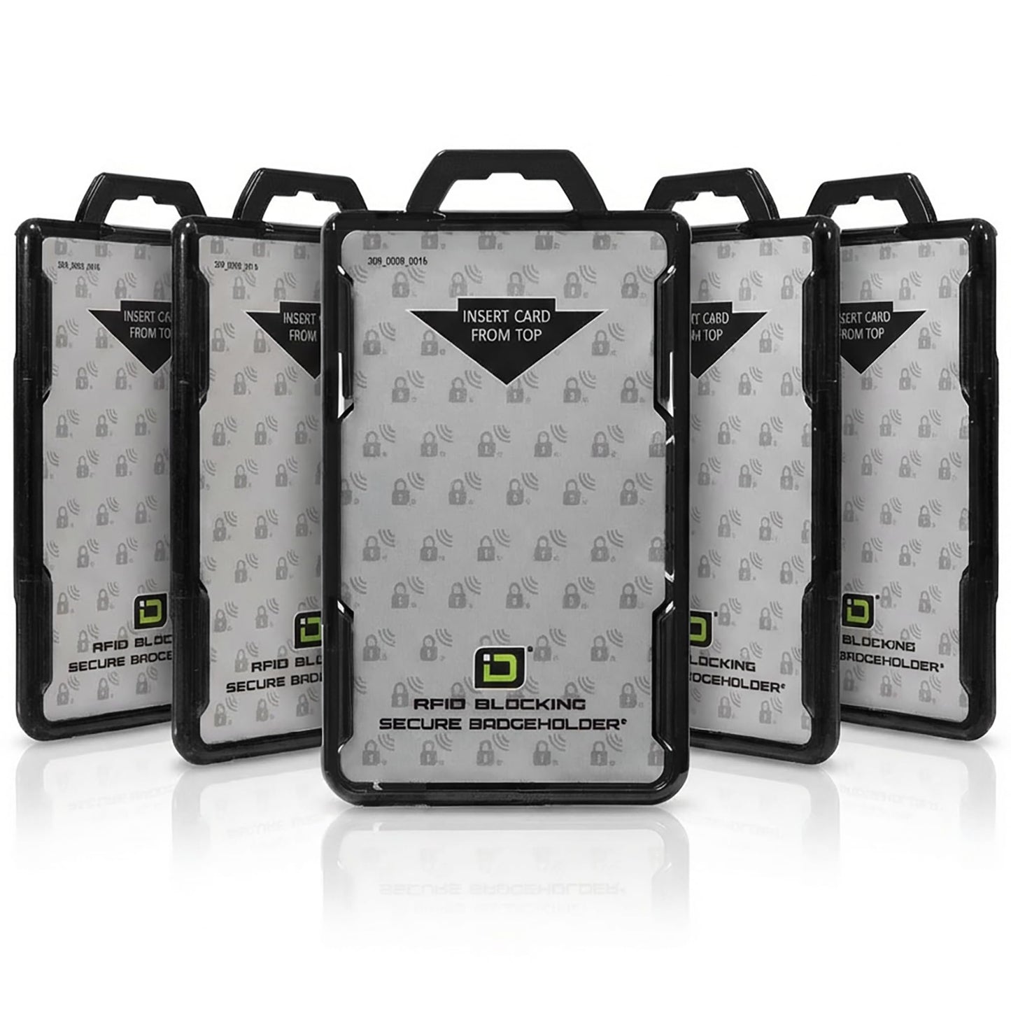 ID Stronghold - Pack of 5 - RFID Blocking Secure Badge Holder - Duolite 2 Card ID Holder - Poly Carbonate - Heavy Duty Plastic ID Badge Holder - USA Molded and Assembled - FIPS 201 Approved