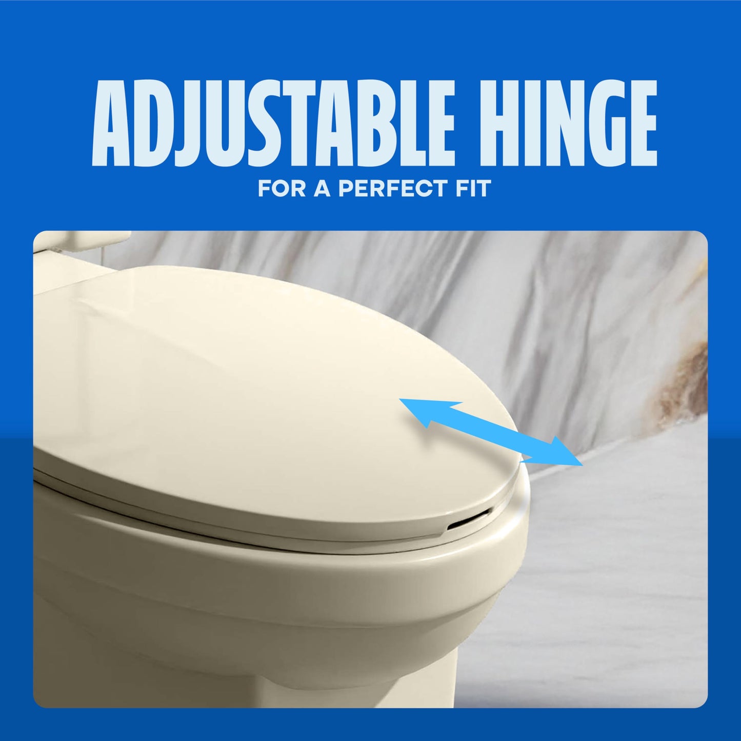 HIGHCRAFT Premium Elongated Toilet Seat with Adjustable Hinges - Molded Plastic Toilet Seat - Fits Standard Elongated Toilets - Oval Seat in Bone/Beige