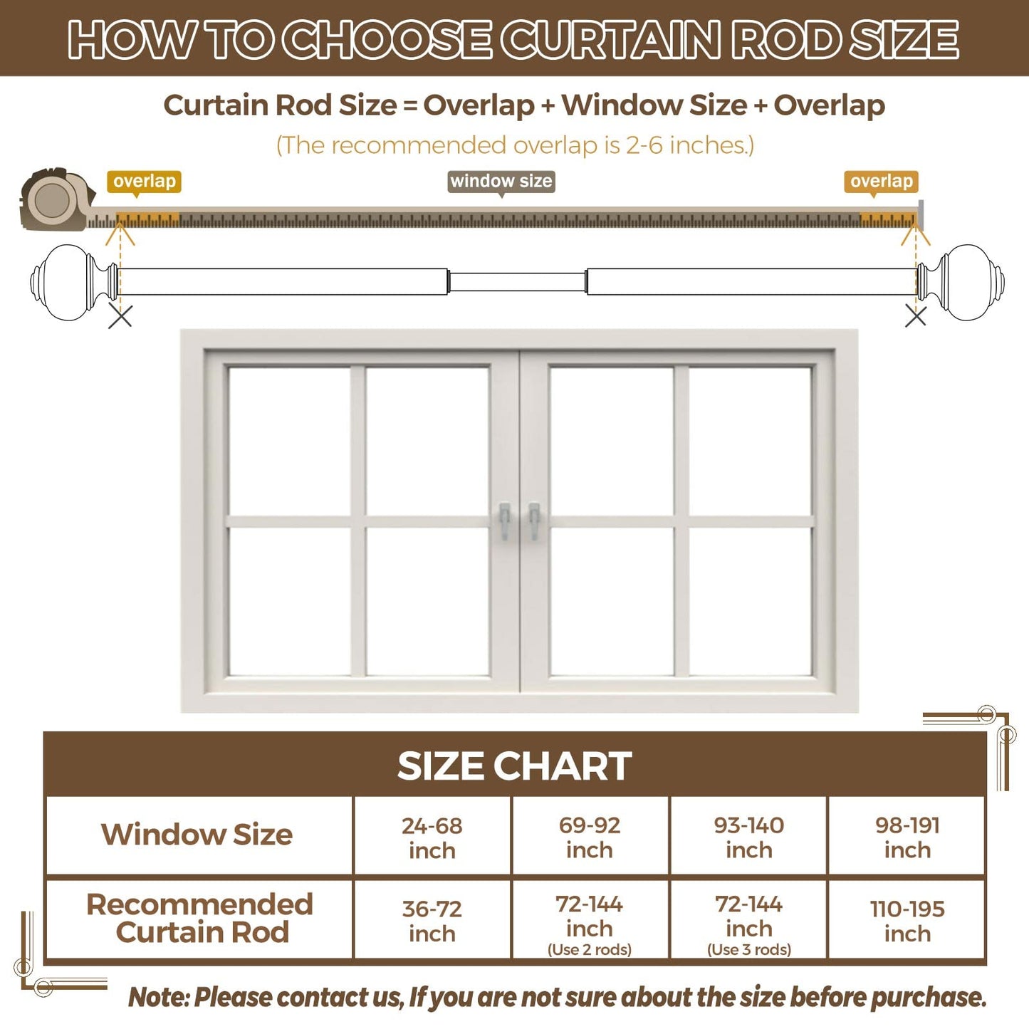 1 Inch Curtain Rods 72 to 144 Inches (6 to 12 ft) Telescoping Single Drapery Rod, USFOOK Heavy Duty Curtain Rods for Windows with Silver Decorative Translucent Finials