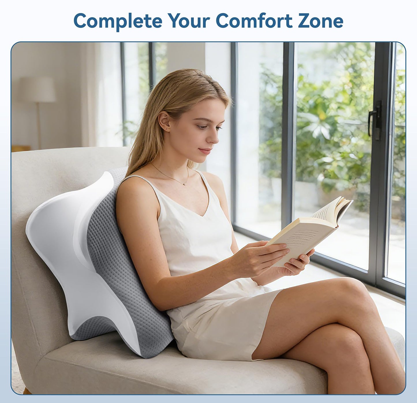 FamiCare Ergonomic Memory Foam Reading Pillow - Wedge Back & Neck Support for Bed, Sofa & Floor - Relieves Acid Reflux, Back Pain & Arm Fatigue for Readers, Student, Gamers & Couples (Large)