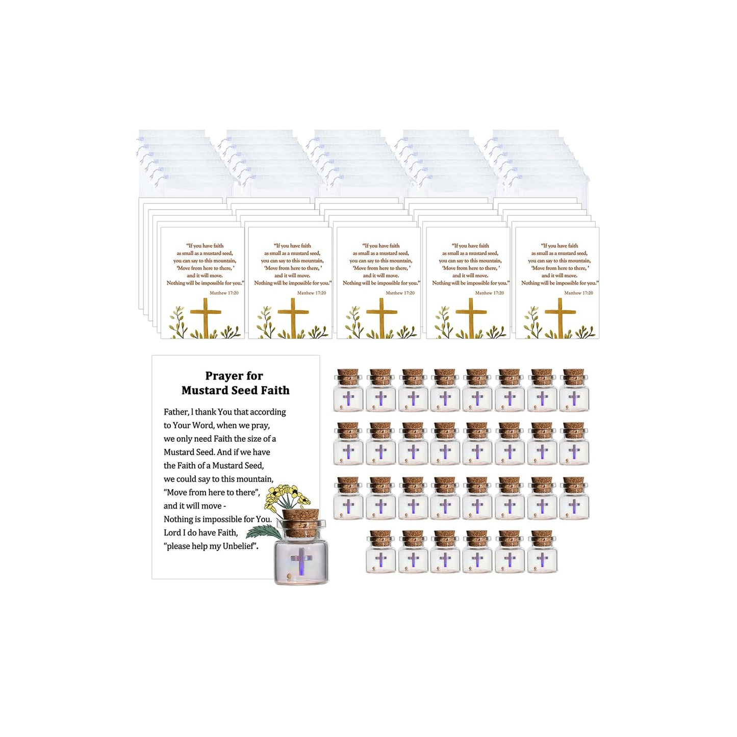 Bulk 30 Have a Little Faith Card Christian Gifts for Women, School Church Wedding Baptism Unique Christian Religious Inspirational Gifts for Women Men(Cross-30)