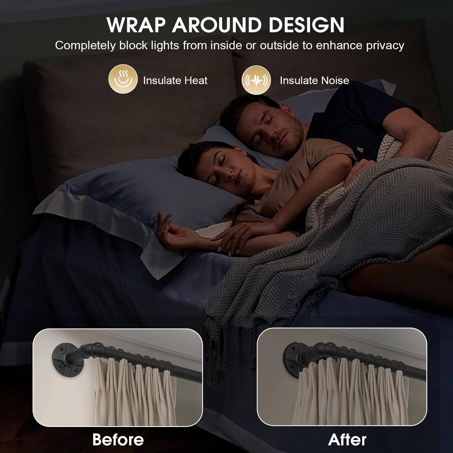 240-Inch Extra Long Blackout Curtain Rod - Heavy Duty Industrial Adjustable Drapery Rod for Indoor/Outdoor Use - 1-Inch Diameter Room Darkening Window Treatment, Room Divider