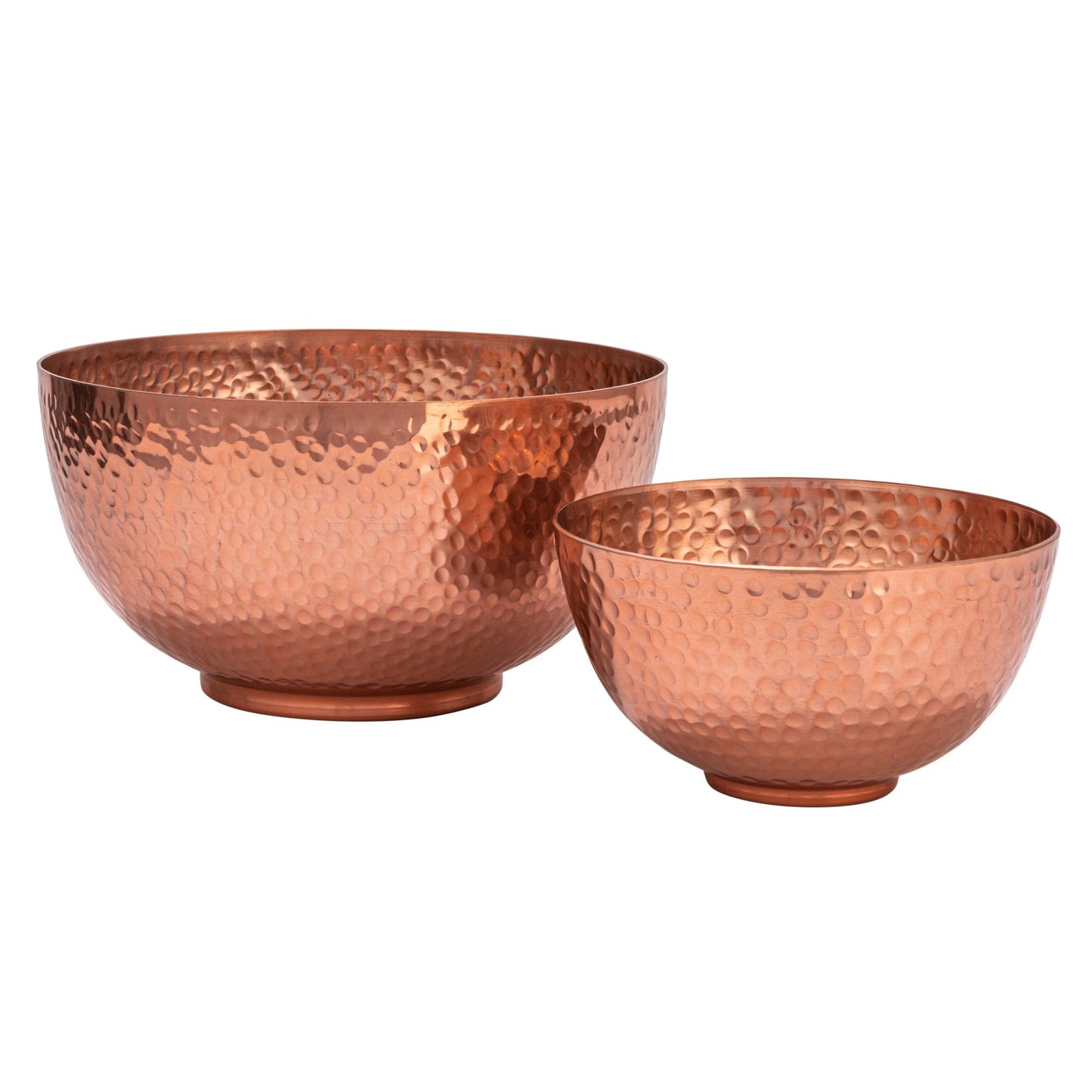 Bloomingville Round Hammered Metal Bowls, Set of 2 Sizes, Copper Finish