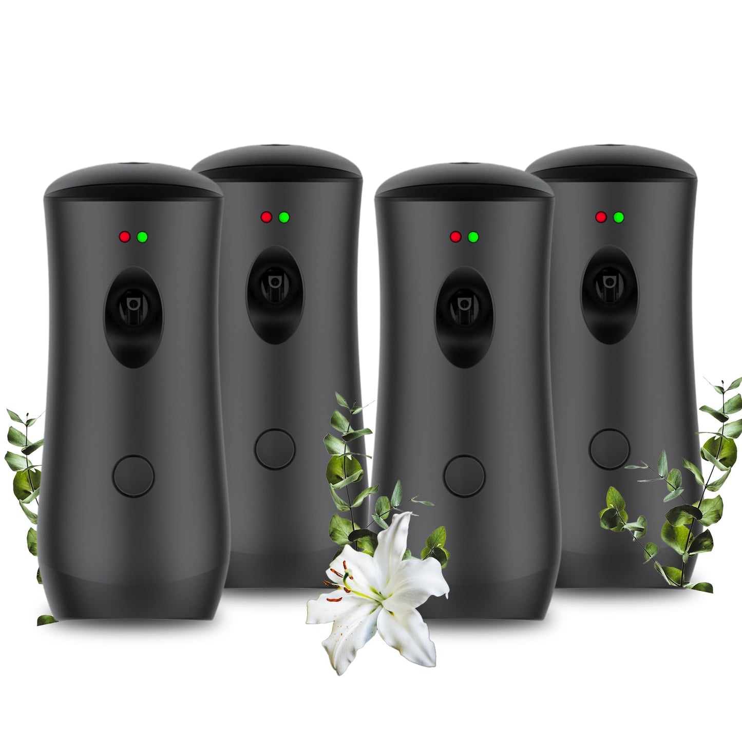 (4-Pack) Auto Air Freshener Spray Dispenser Free Stand or Wall Mounted Automatic Aerosol Aroma Machines are Widely Used in Hotels, Bedrooms, Airports, Bathrooms, Offices, Commercial Places (Black 001)