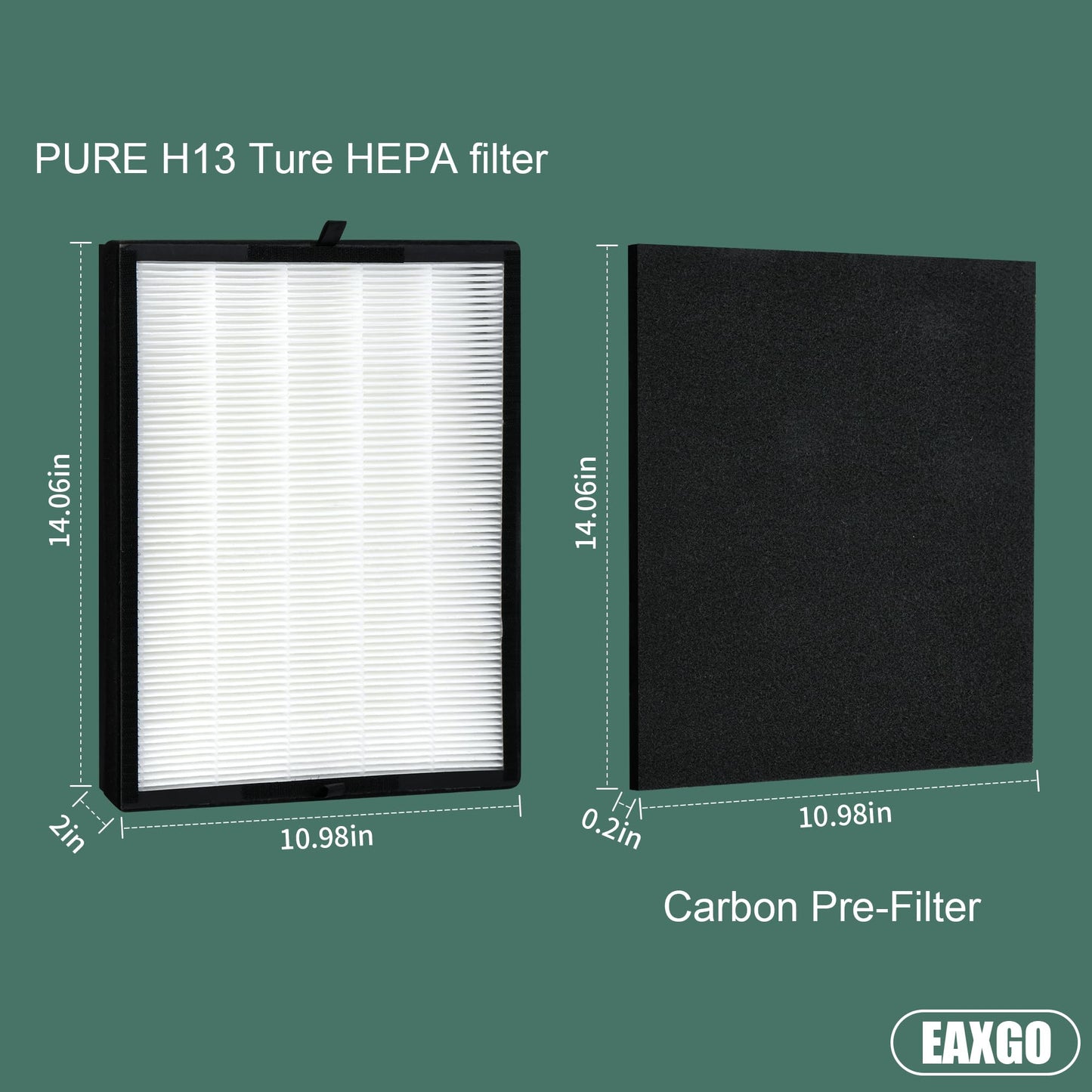 EAXGO 45i Replacement Filter Compatible with Alen BreatheSmart 45i & Flex Bh400 Air Purifier, 2 H13 True HEPA Filter with 4 Carbon Pre-Filters,Part #B4-Pure/FL40, 2 Pack