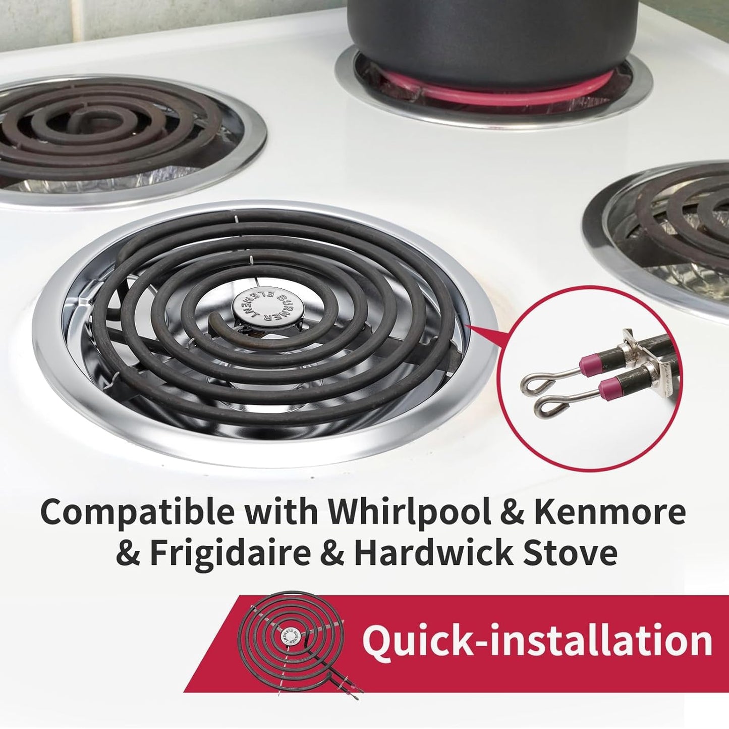 COZZIVITA MP22YA Electric Stove Burner Element Replacement Set & W10290350 W10290353 4 Pack Silver Drip Pans - Perfectly Fit Whirlpool Electric Range Stove Top
