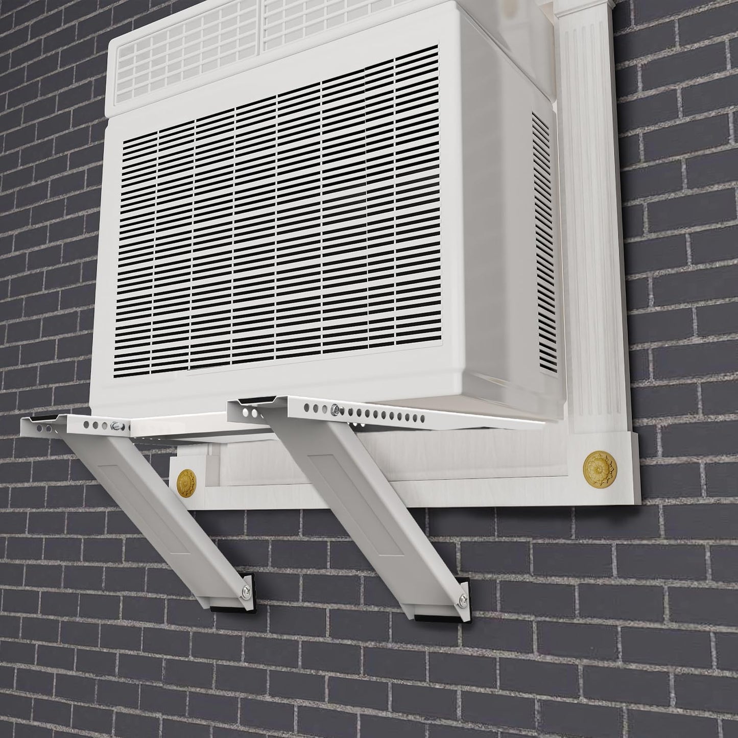 Aozzy Dual Arm Window Air Conditioner Support Bracket Heavy Duty 200lbs, for 5000-22000 BTU Units, Universal Window AC Mount Units Fits Single/Double Hung Windows with Anti-Vibration Pads