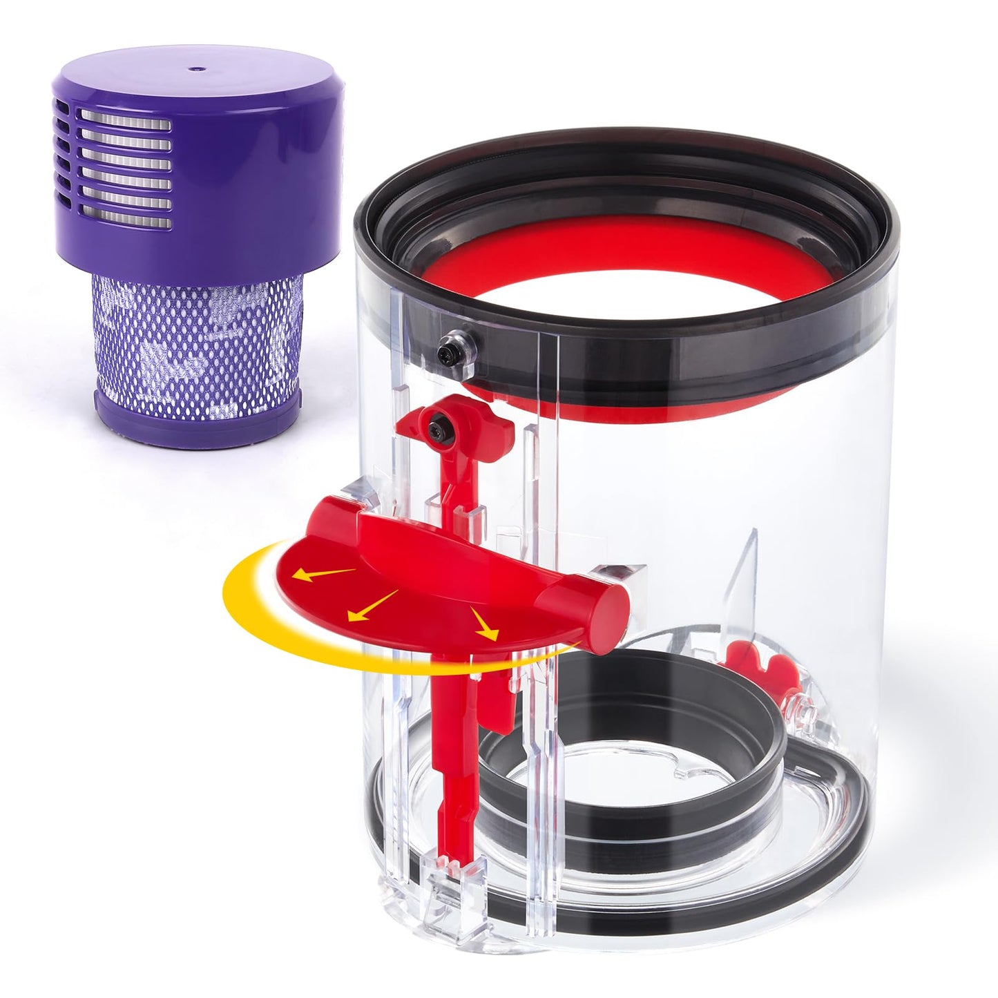 WYWY.Wide Upgraded Dust Bin Compatible with Dyson V10 Vacuum Cleaner Canister, Small Bin Replacement Compatible with Dyson V10 Part No.969509-02 with HEPA Filter