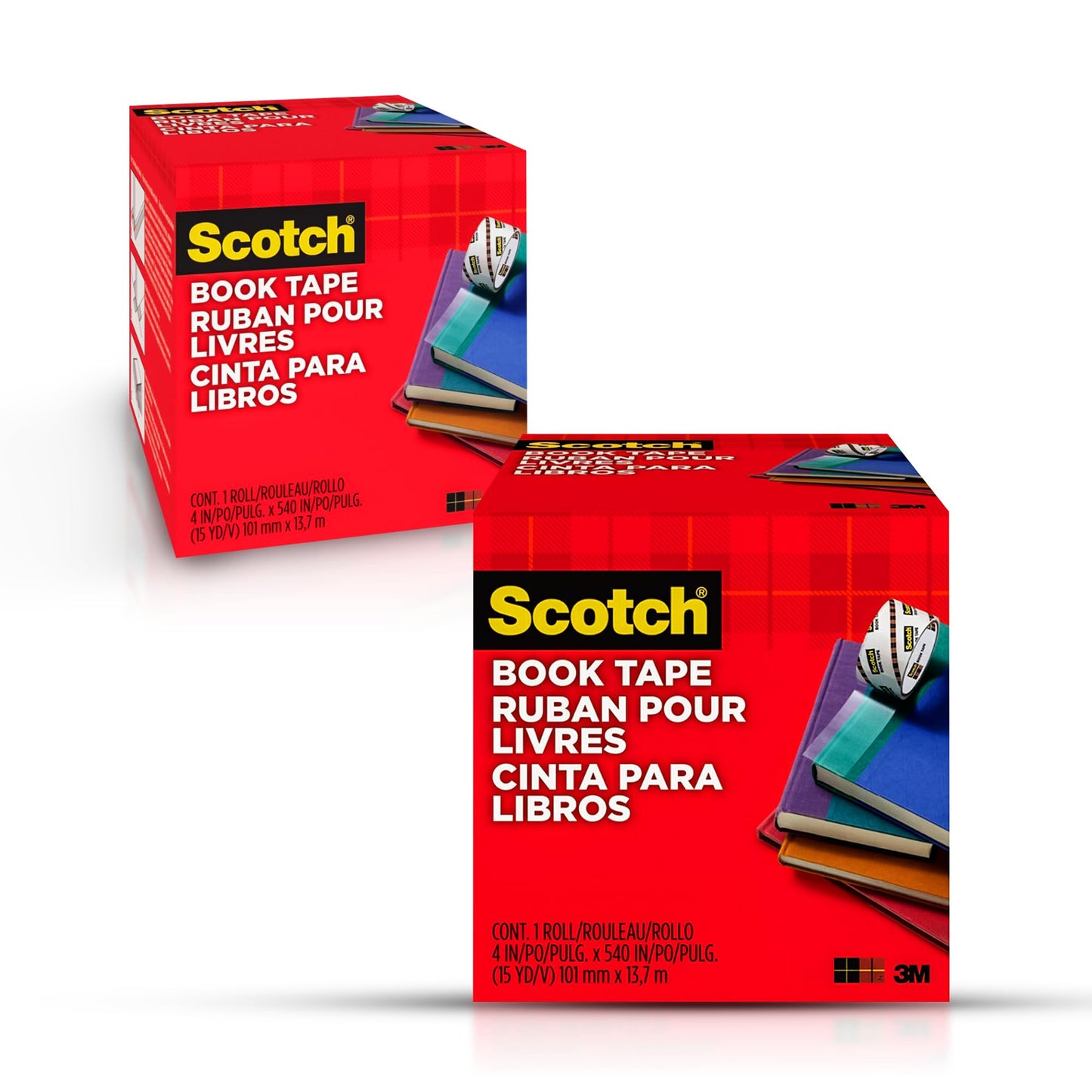 Scotch Book Repair Tape, Clear, 4 Inches x 15 Yards (3-Inch Core), 2 Rolls – Extra-Wide Durable Binding Tape for Book Repair, Reinforcing & Document Protection