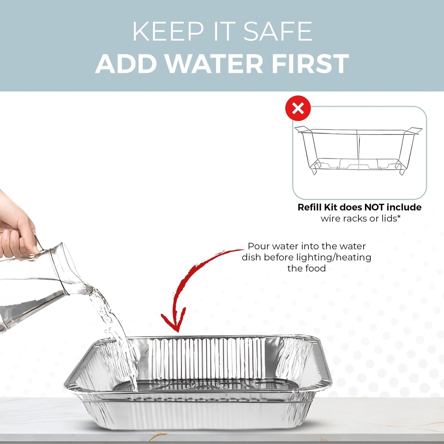 Alpha Living Large Full Size Refill Kit Disposable Chafing Buffet with - Utensils, Fuel Cans Only – Premium Chafing Dish Set for Events, Parties, Catering