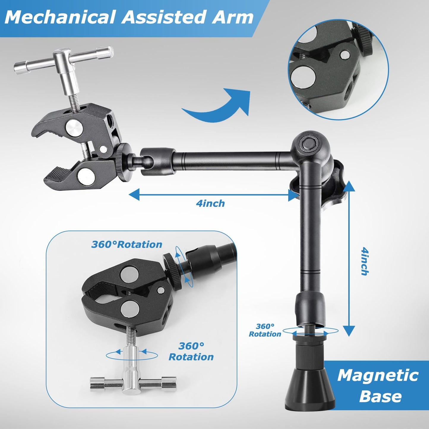 Magnetic Helping Hands Soldering Station, 10X LED Magnifying Lamp Large Soldering Station Kit, 360 Hot Air Gun Holder, 4 Magnetic Third Hand Soldering Tool & PCB Holder for Electronic Repair Soldering