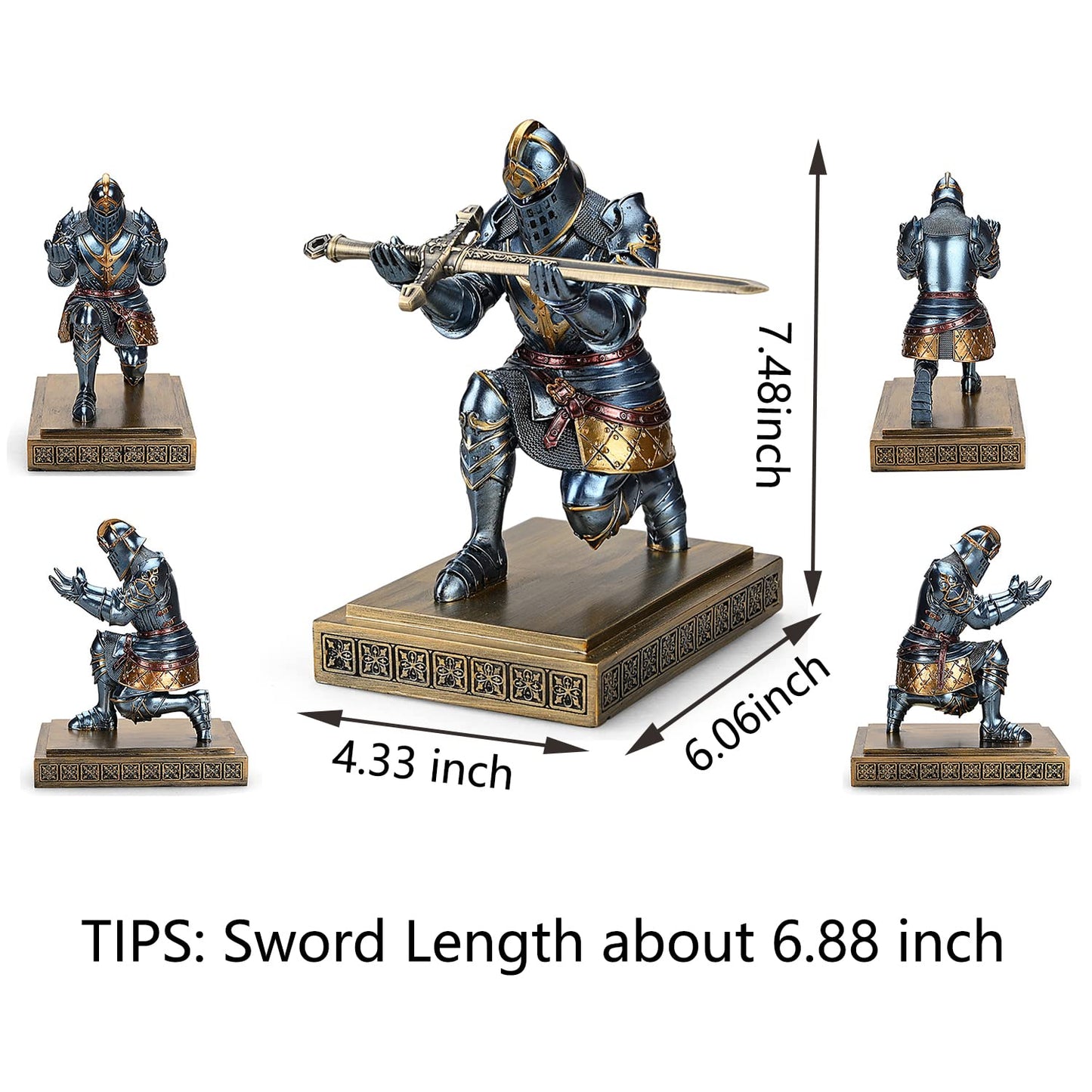 HDMbigmi King's Guard Knight Pen Holder Pen Stand Desk Organizers and Accessories Resin Pencil Holder as Gift for Office and Home (Blue)