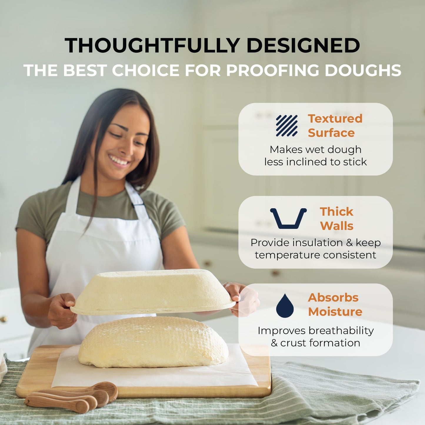 Bulka Oval 750g Groove Banneton Bread Proofing Basket Pressed Wood Pulp, Sourdough Proofing Basket - Non-Stick Batard Brotform Sourdough Bread Baking Supplies, Made in Germany.